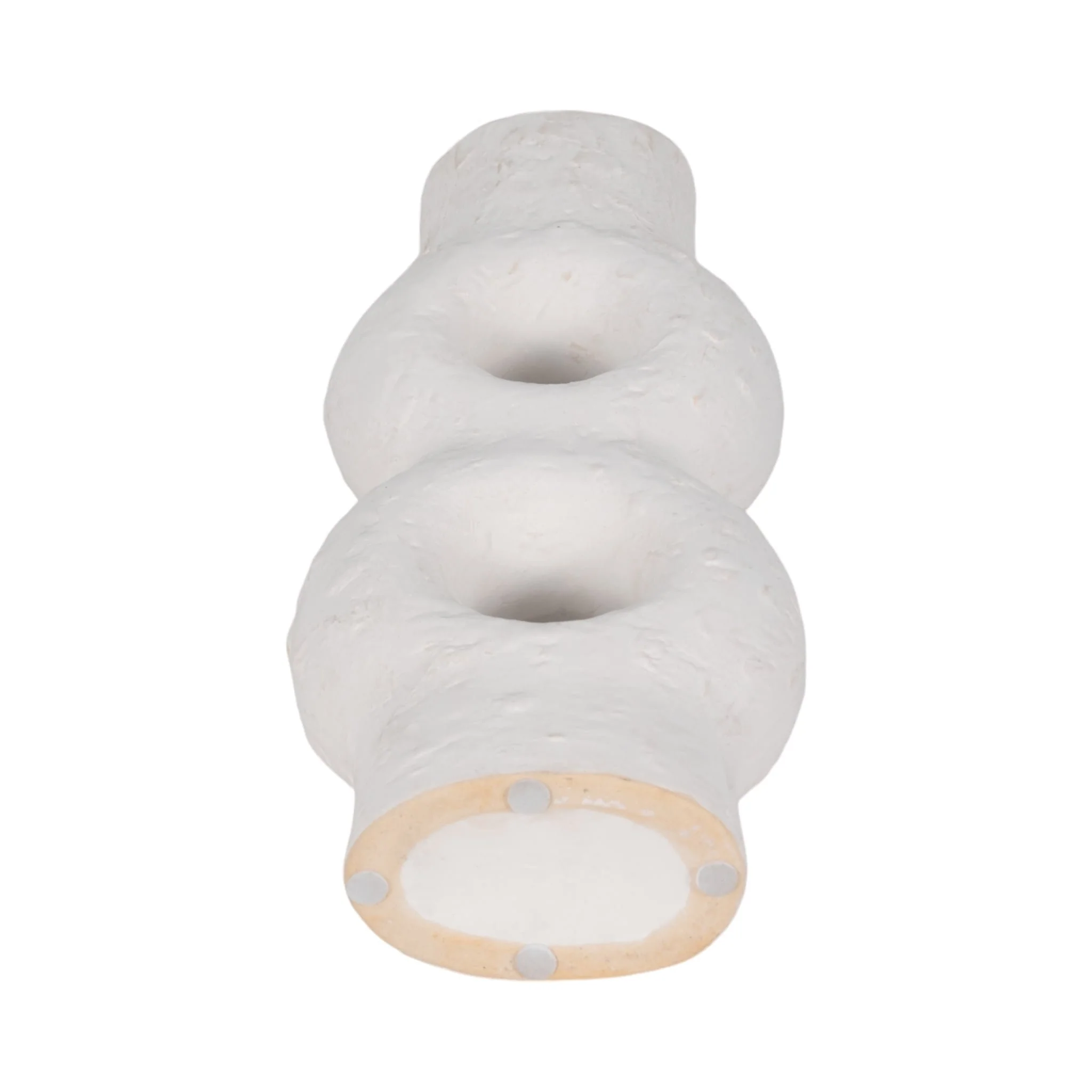Cer, 13" Textured Stacked Circles Vase, White - Image 7