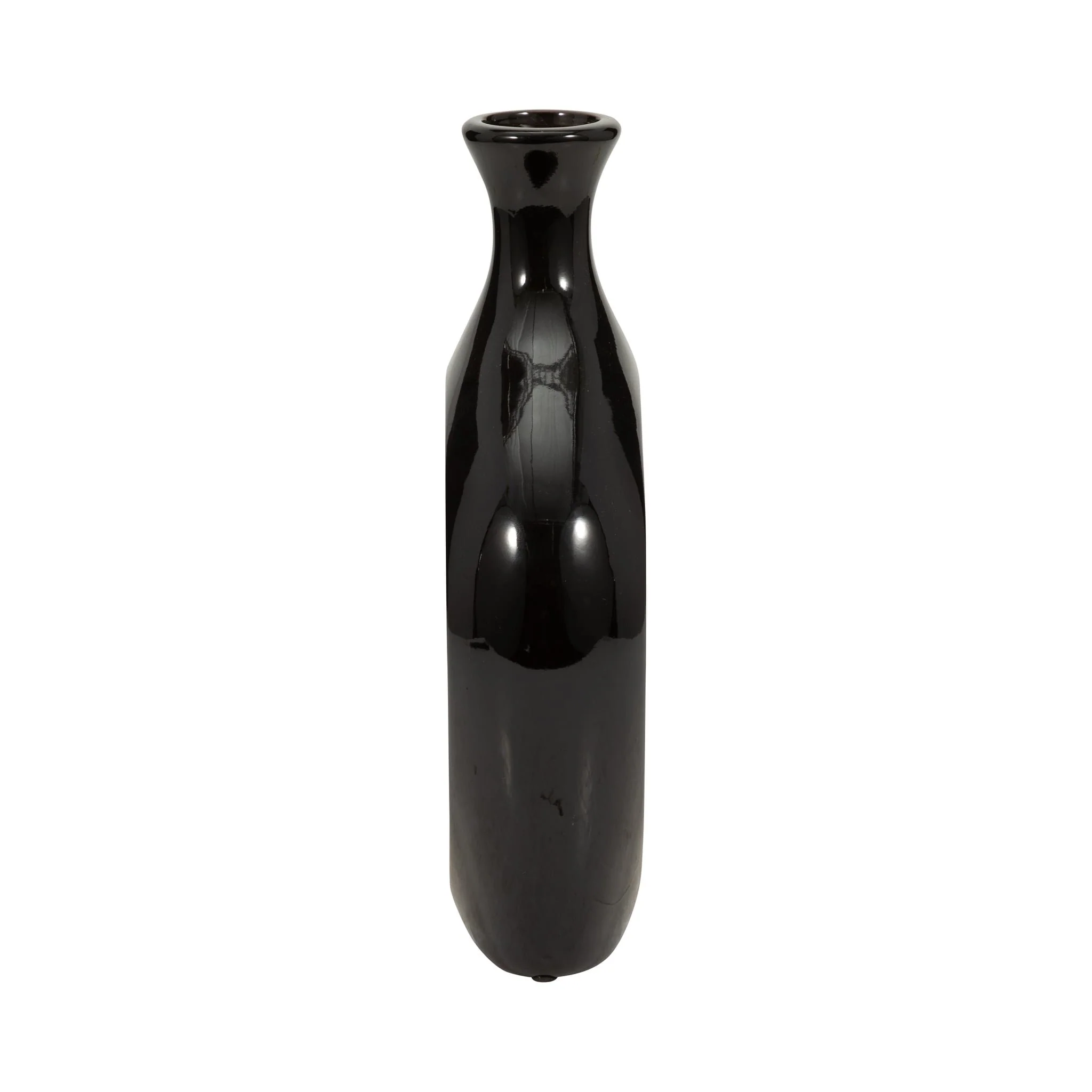 Cer, 13"h 2-tone Scratched Oval Vase, Blk/gld - Image 3