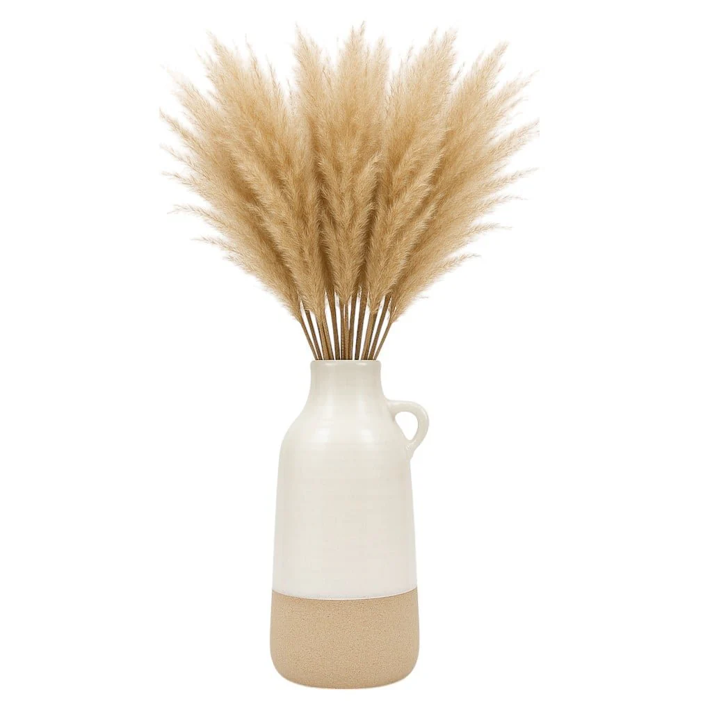 Cer, 14" Bottle Vase, White/tan - Image 2