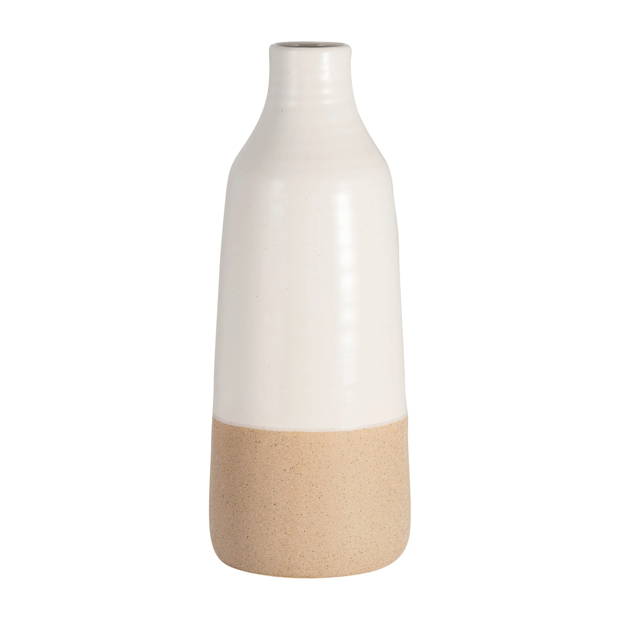 Cer, 14" Bottle Vase, White/tan - Image 4