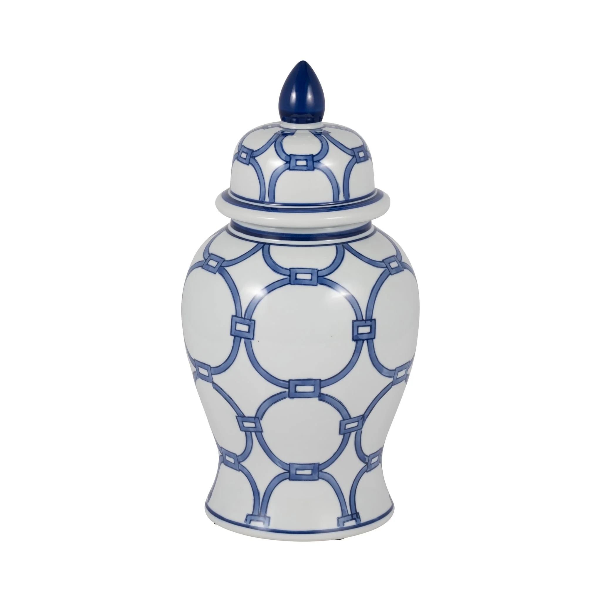 Cer, 14" Links Temple Jar, Blue/white - Image 2