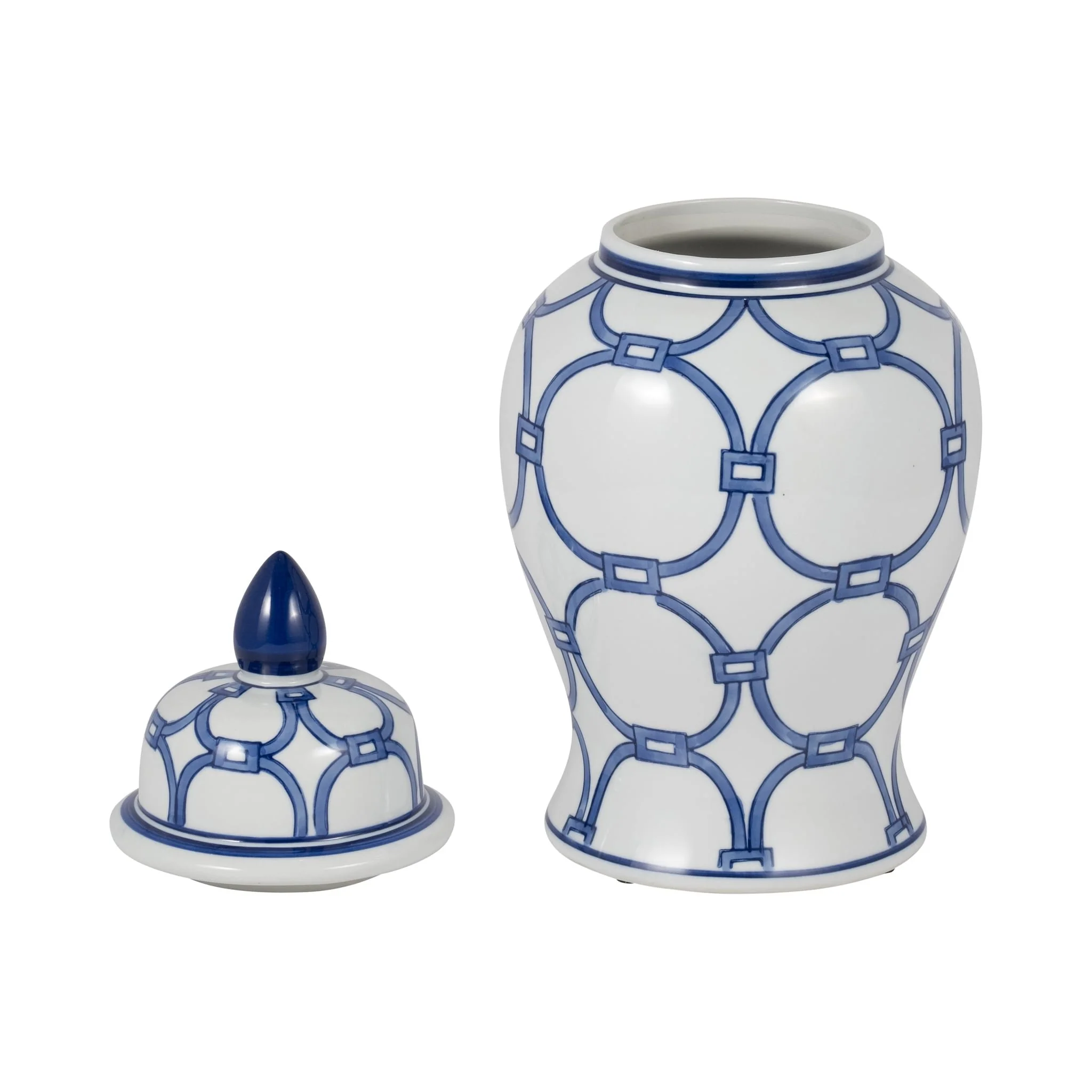 Cer, 14" Links Temple Jar, Blue/white - Image 3