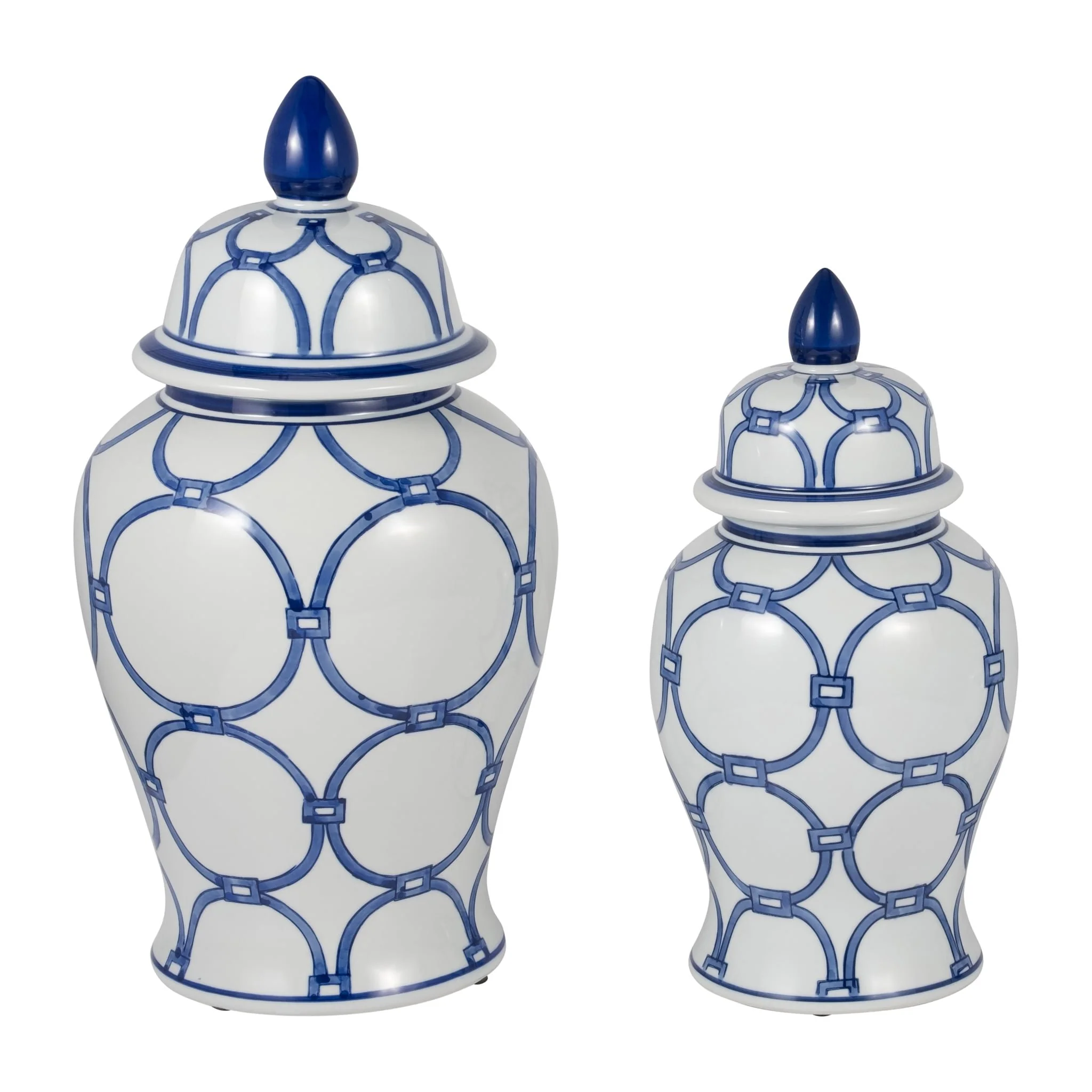 Cer, 14" Links Temple Jar, Blue/white - Image 8