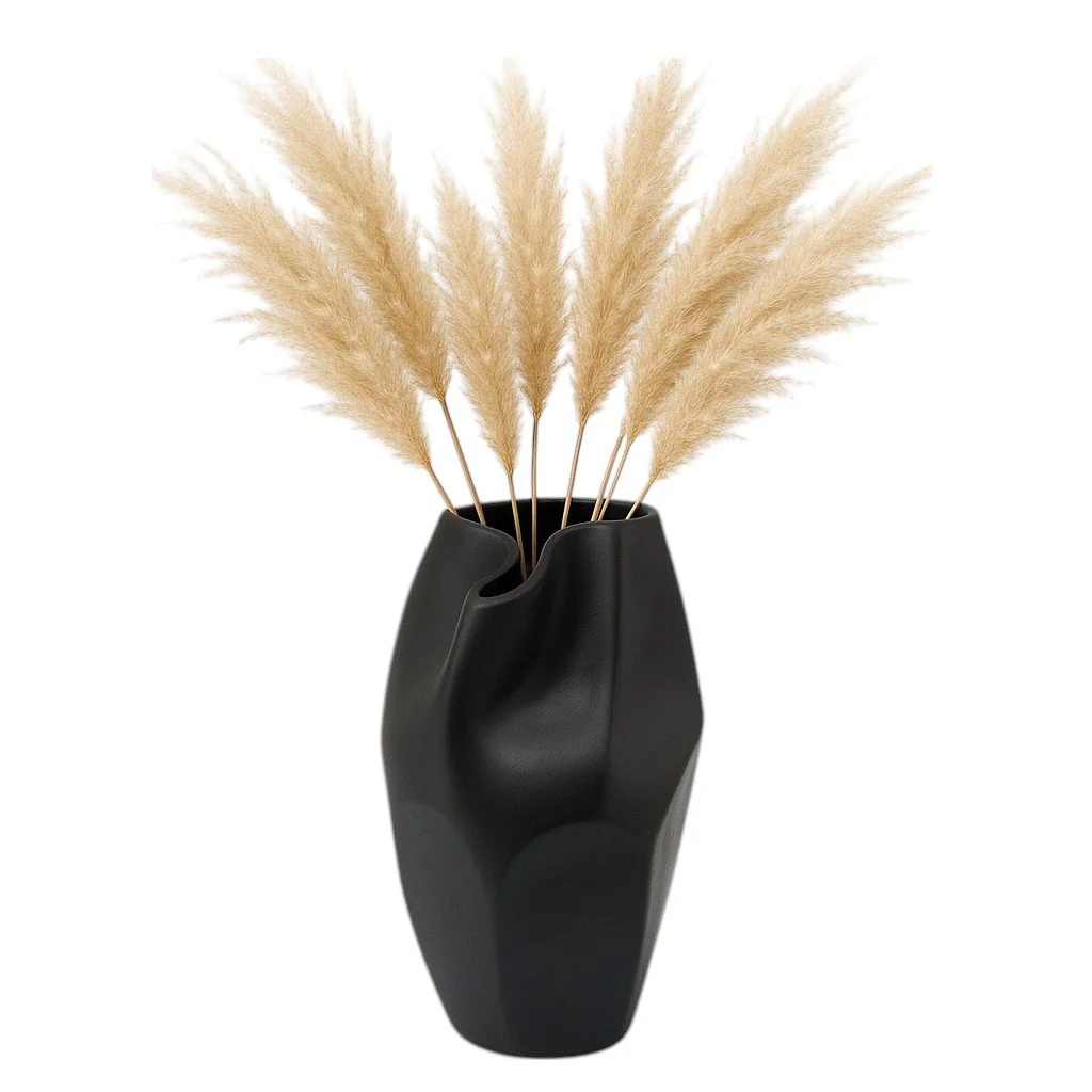 Cer, 14"h Abstract Vase, Black - Image 2
