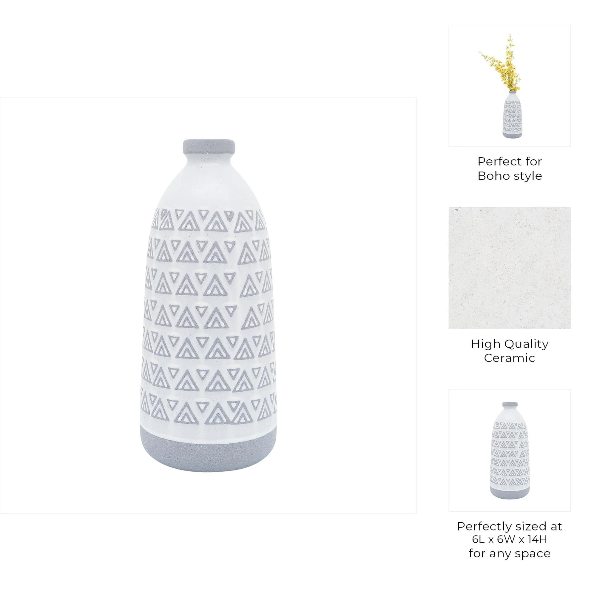 Cer, 14"h Aztec Vase, Gray - Image 9