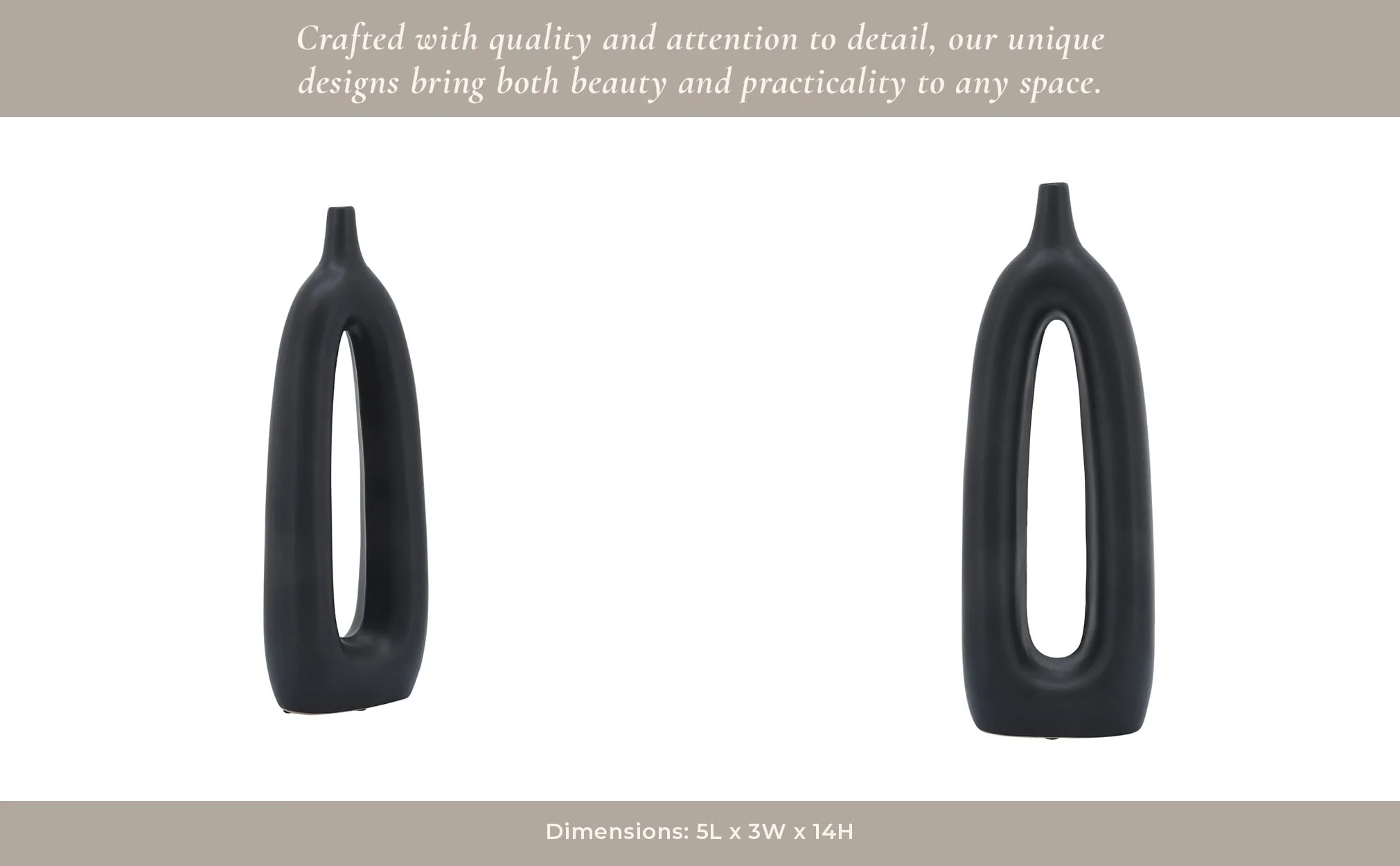 Cer, 14"h Open Cut-out Vase, Black - Image 11