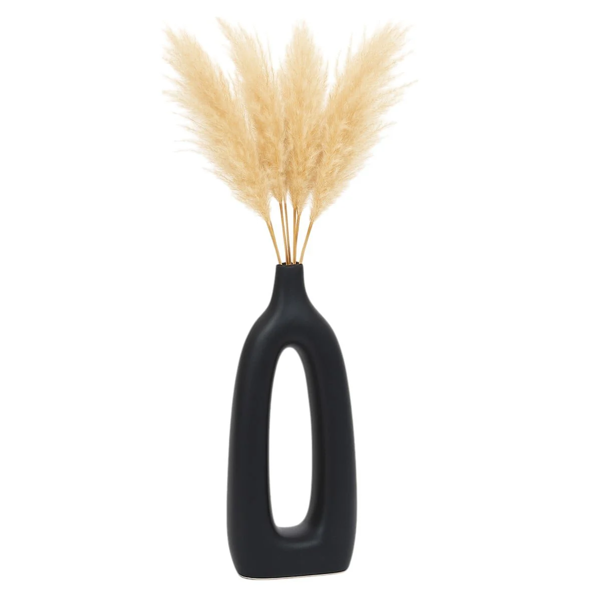 Cer, 14"h Open Cut-out Vase, Black - Image 2