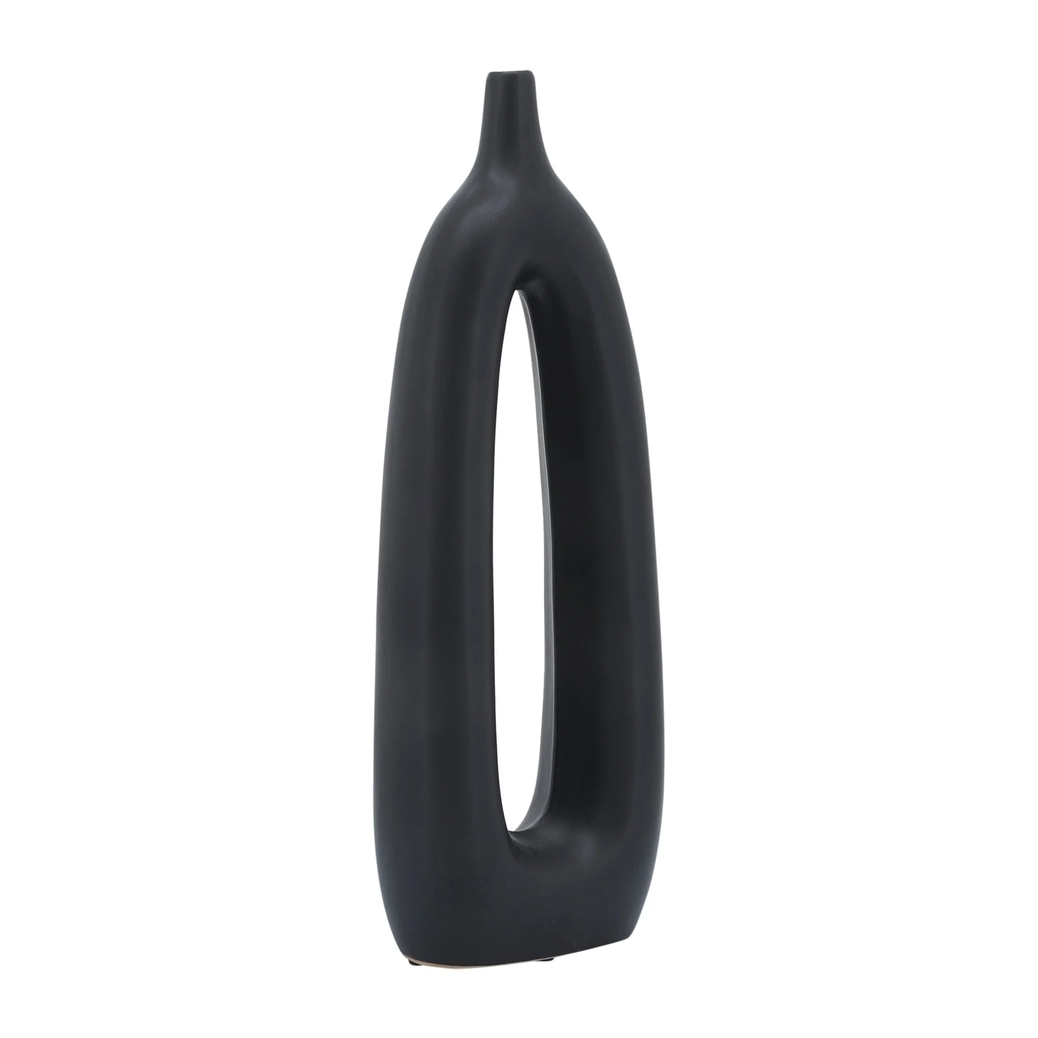 Cer, 14"h Open Cut-out Vase, Black - Image 3