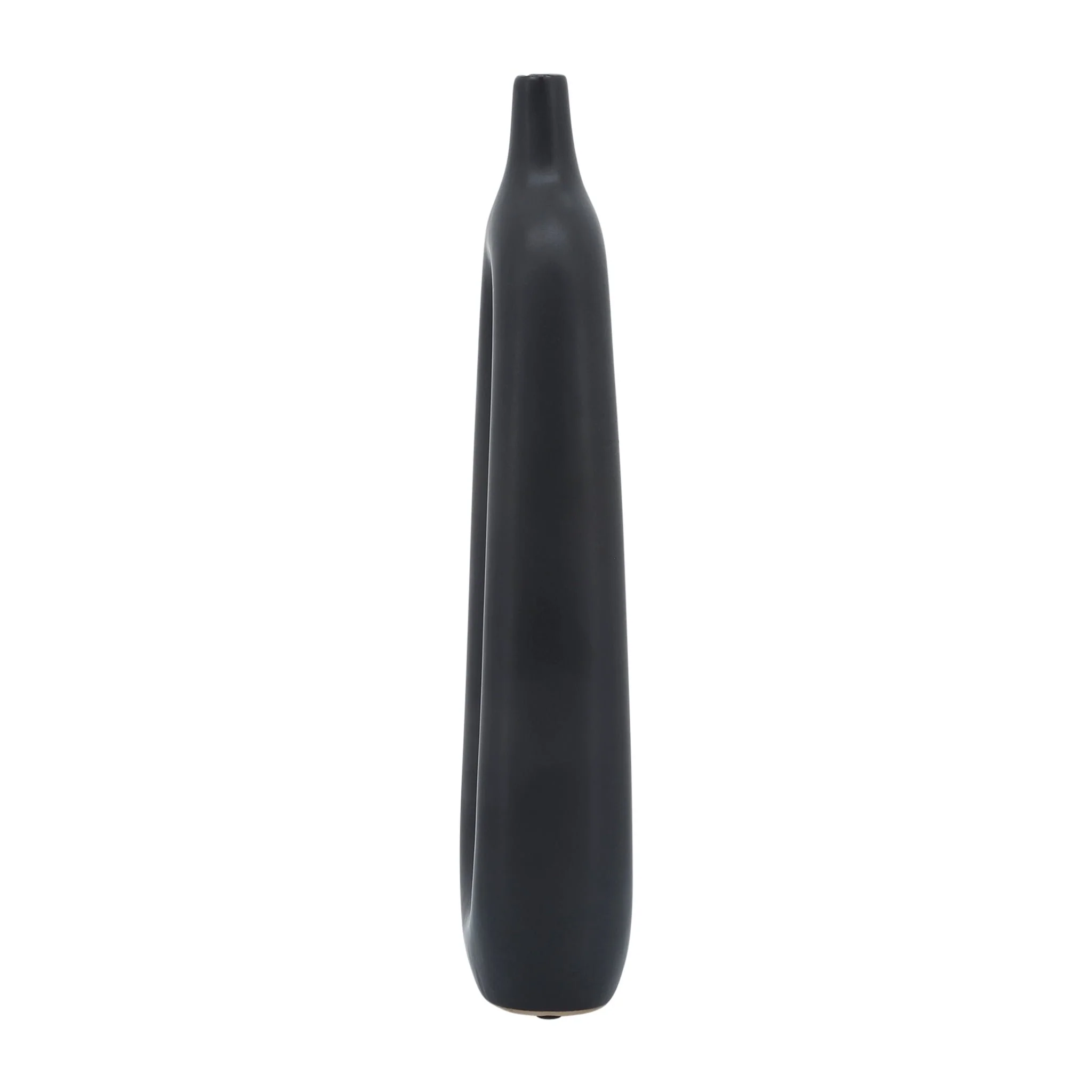 Cer, 14"h Open Cut-out Vase, Black - Image 4