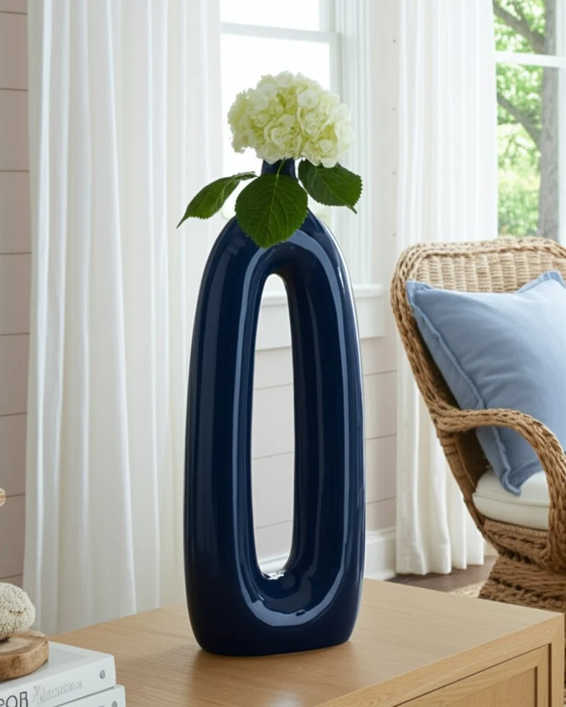 Cer, 14"h Open Cut-out Vase, Blue - Image 11