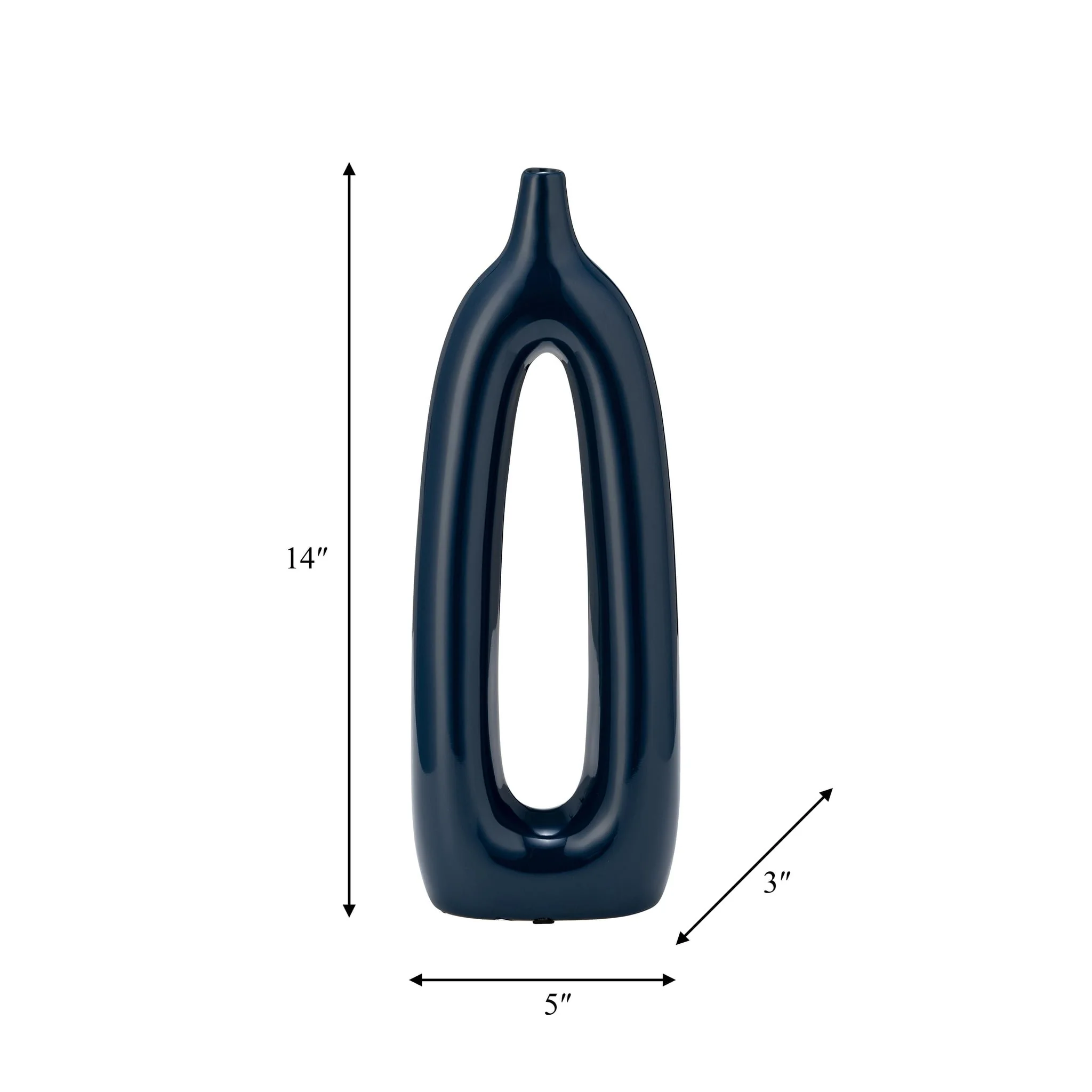 Cer, 14"h Open Cut-out Vase, Blue - Image 8