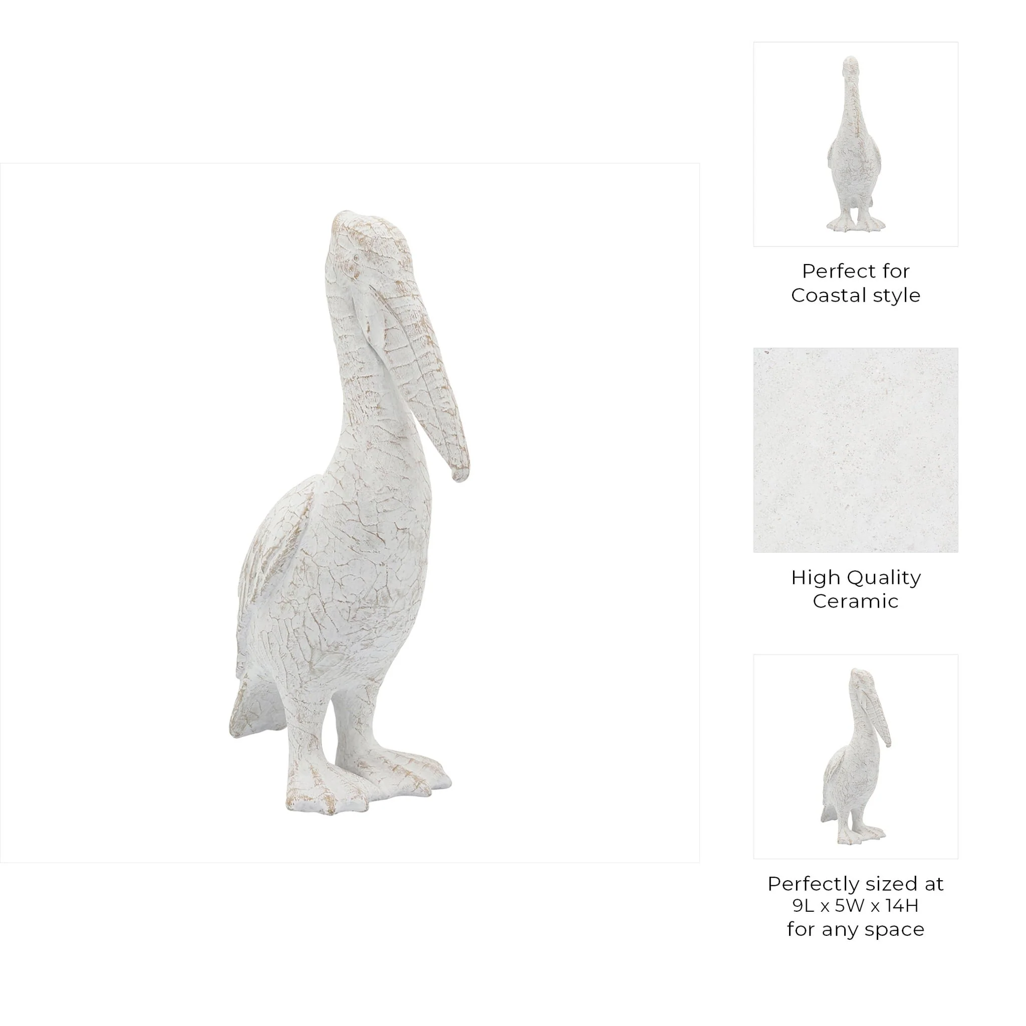Cer,14"h,standing Pelican, White - Image 9