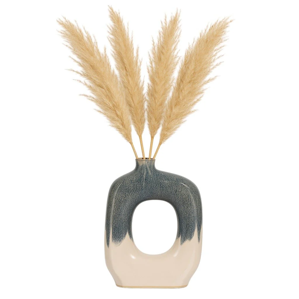 Cer, 15" Curvy Open Cut-out Vase, Blue/white - Image 2