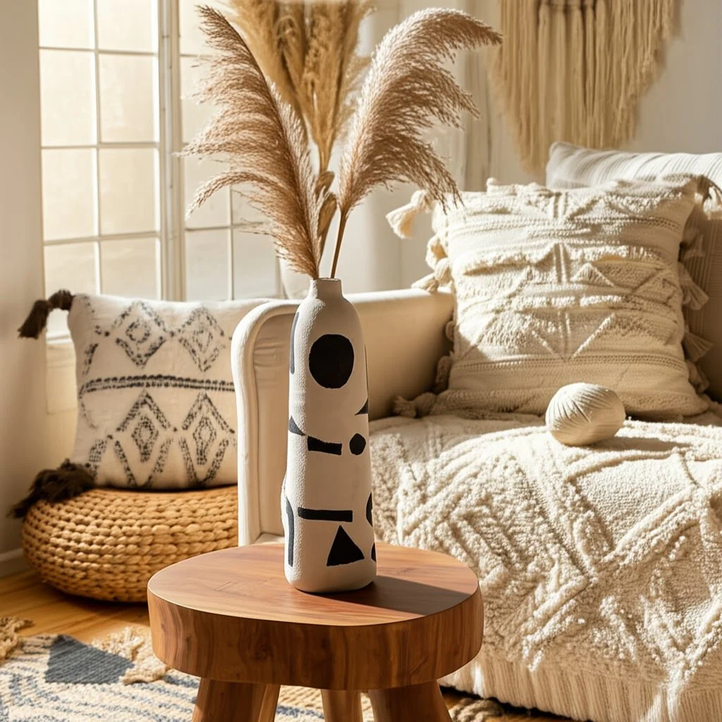 Cer, 15" Funky Vase, Ivory/black - Image 12