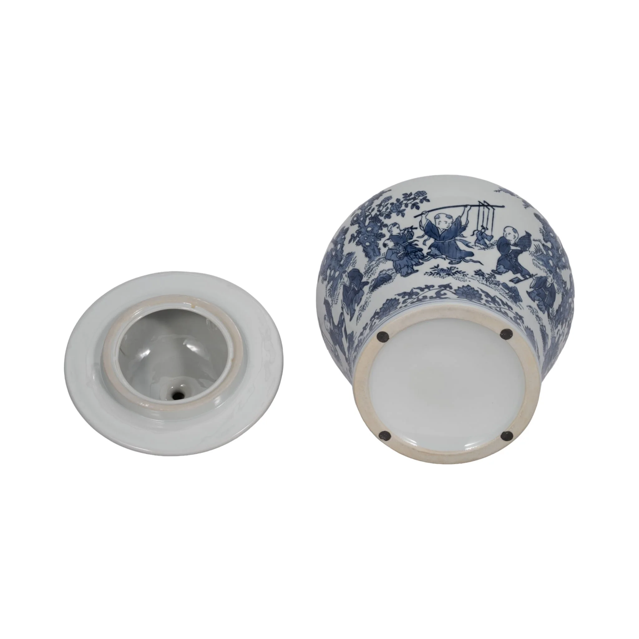Cer, 15"h Blossoms Temple Jar, Blue - Image 7