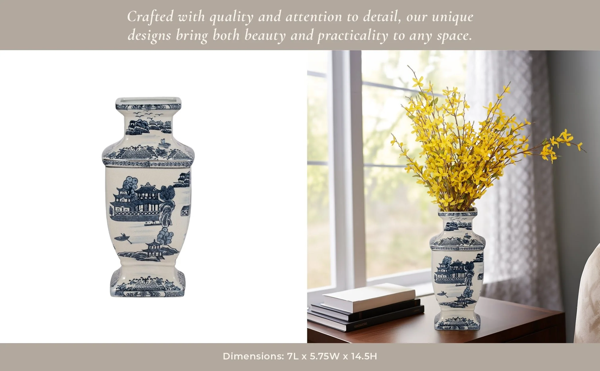 Cer, 15"h Chinoiserie Vase, Blue - Image 11