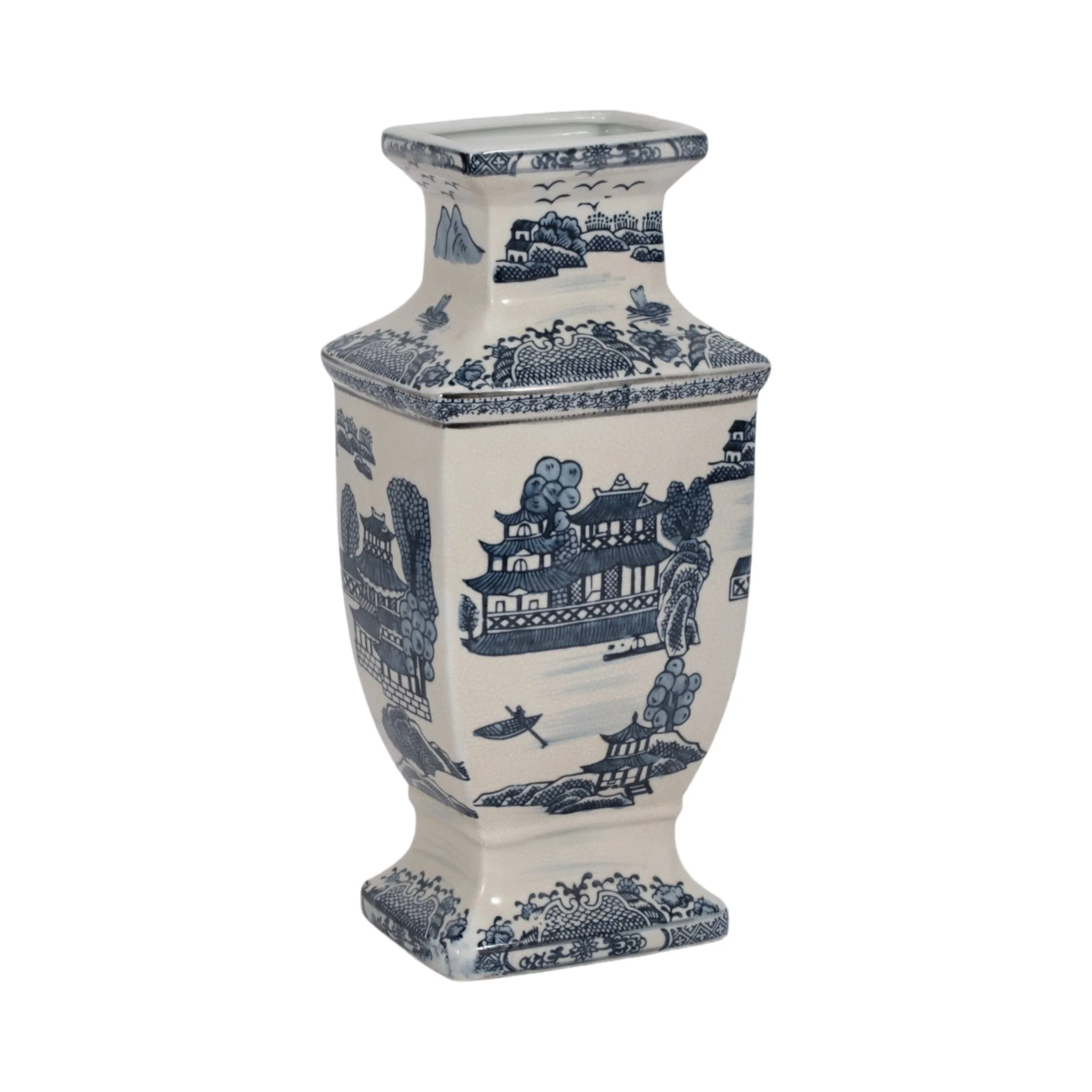 Cer, 15"h Chinoiserie Vase, Blue - Image 3