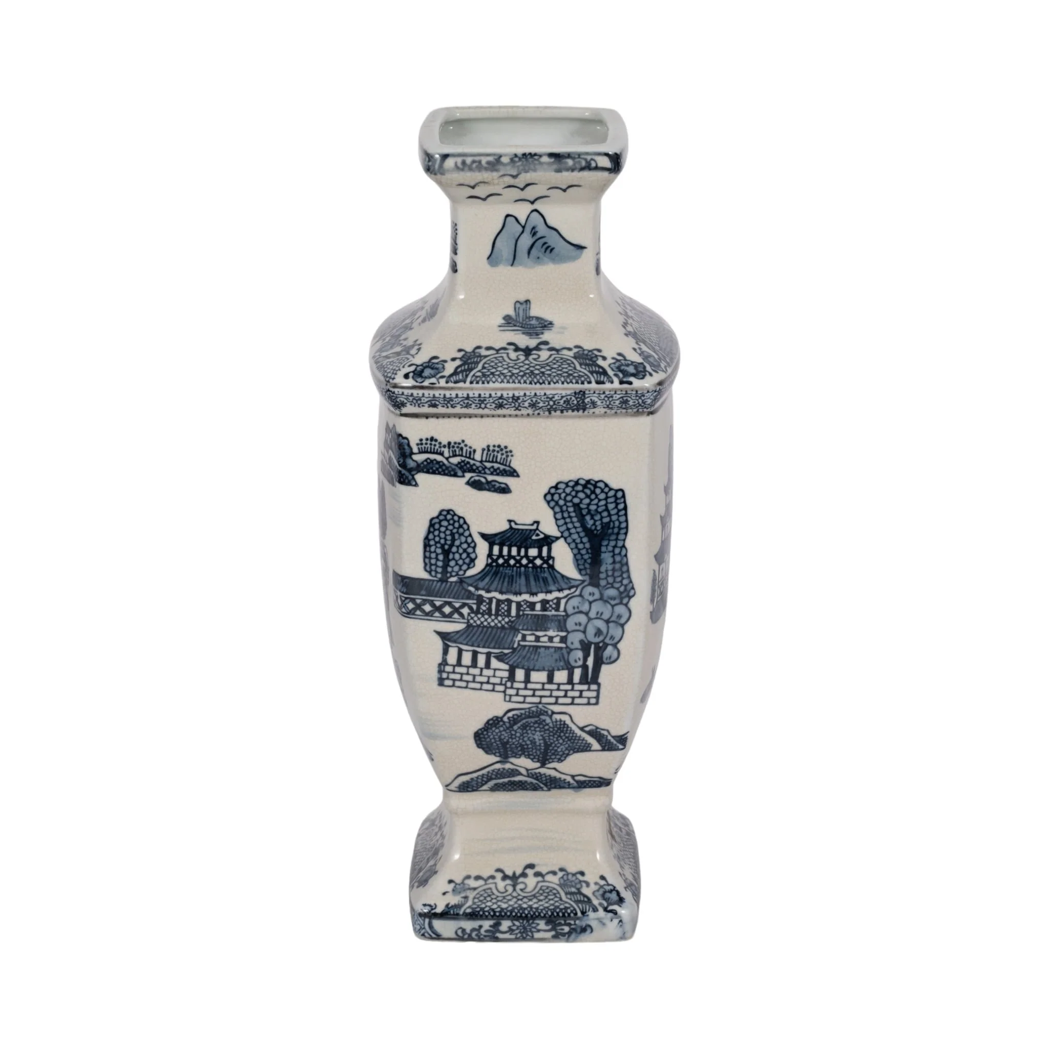 Cer, 15"h Chinoiserie Vase, Blue - Image 4