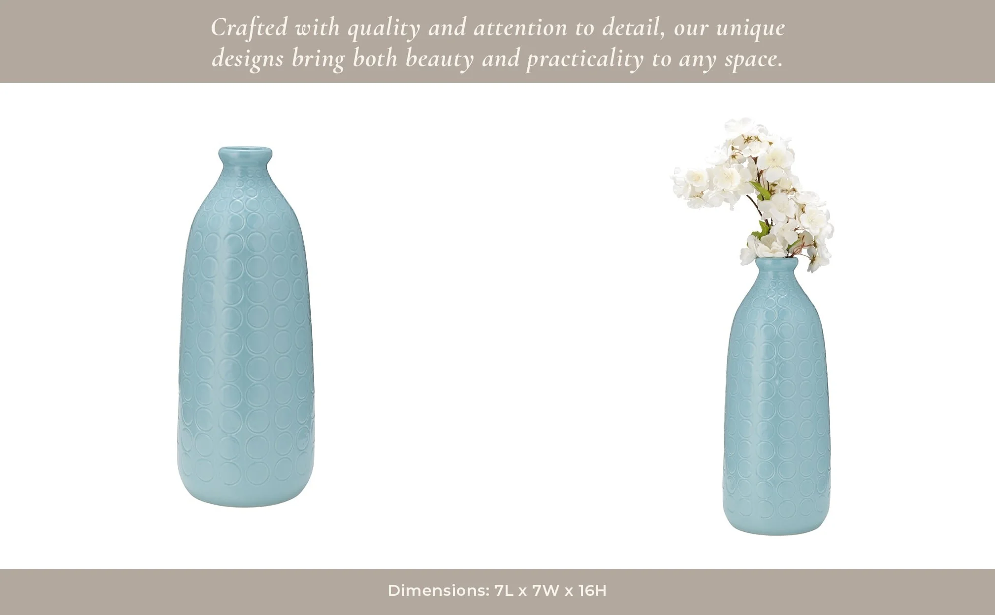 Cer, 16" Circles Vase, Aqua Haze - Image 12