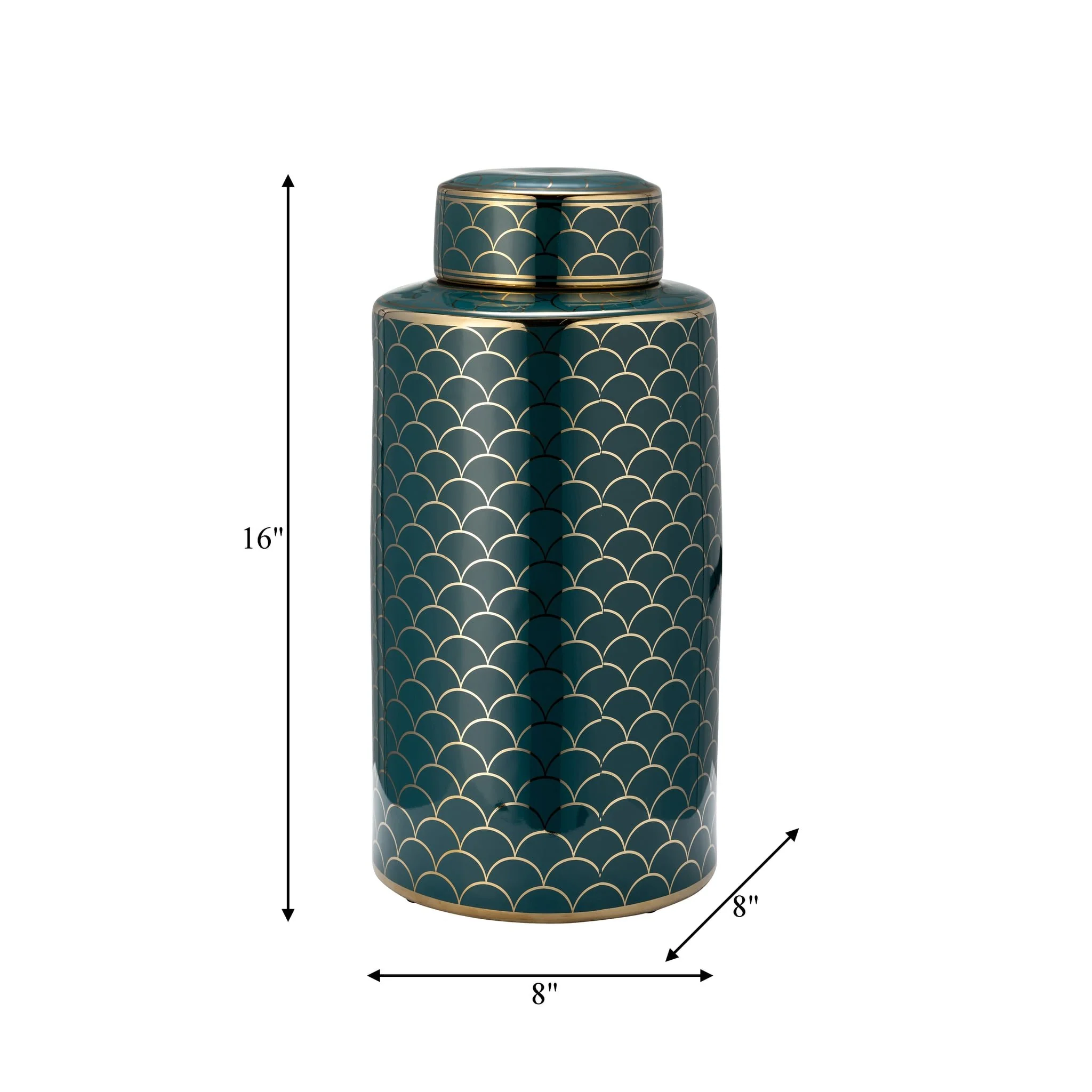 Cer, 16" Crackle Jar W/ Lid, Gold - Image 6