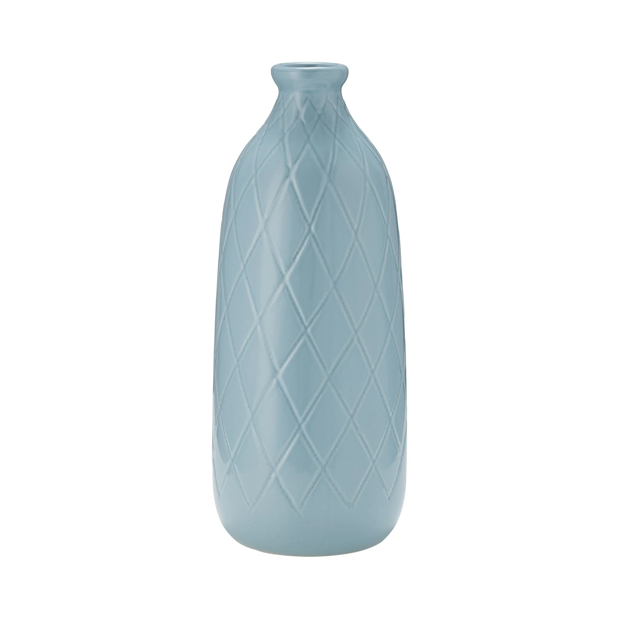 Cer, 16" Plaid Textured Vase, Cameo Blue - Image 2