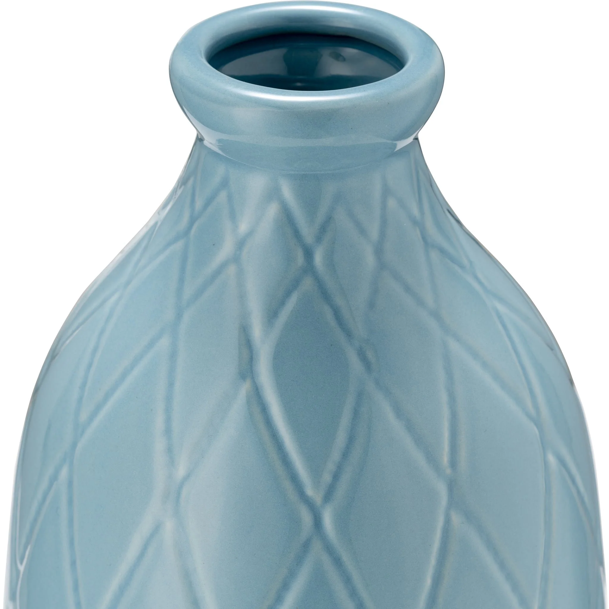 Cer, 16" Plaid Textured Vase, Cameo Blue - Image 4