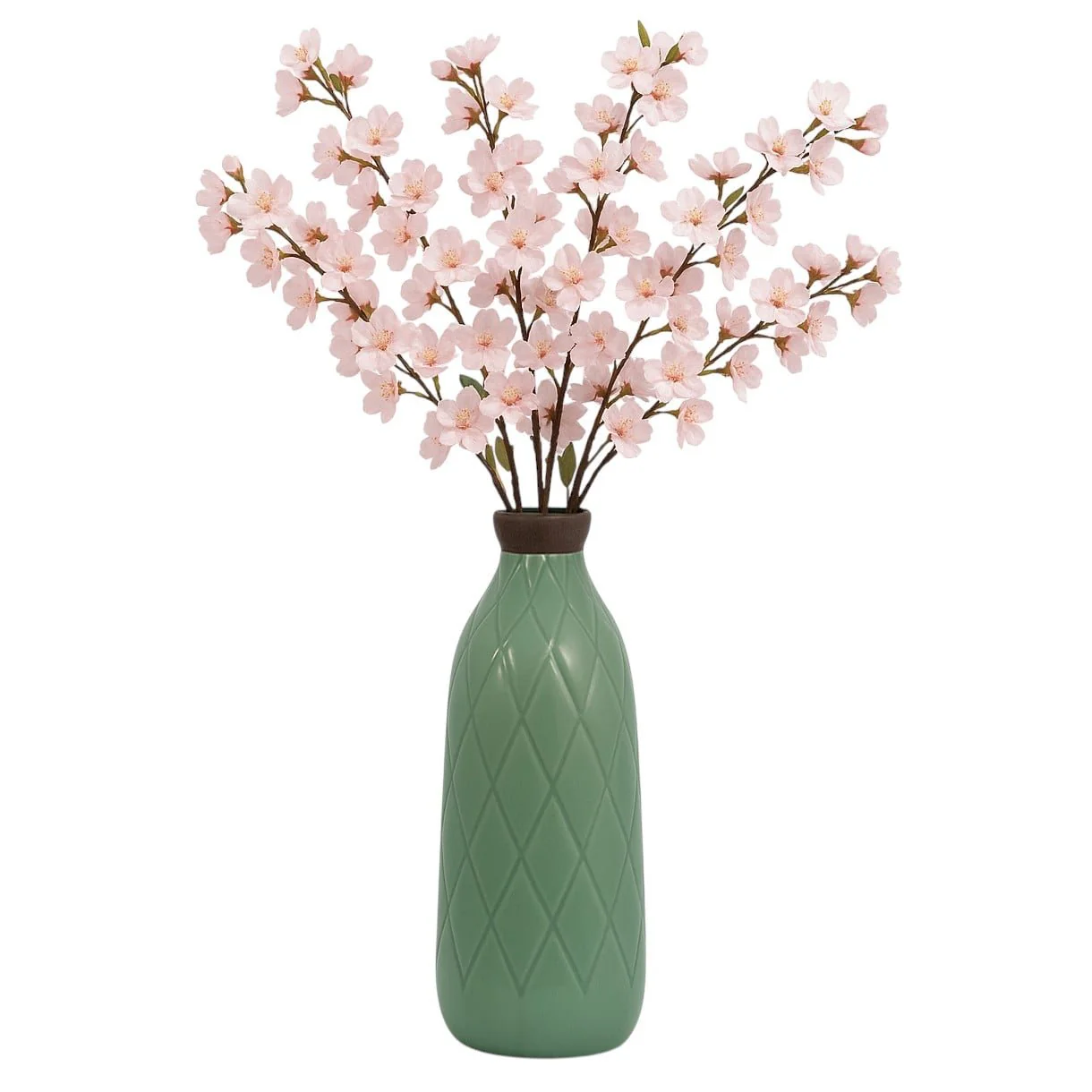 Cer, 16" Plaid Textured Vase, Dark Sage - Image 2