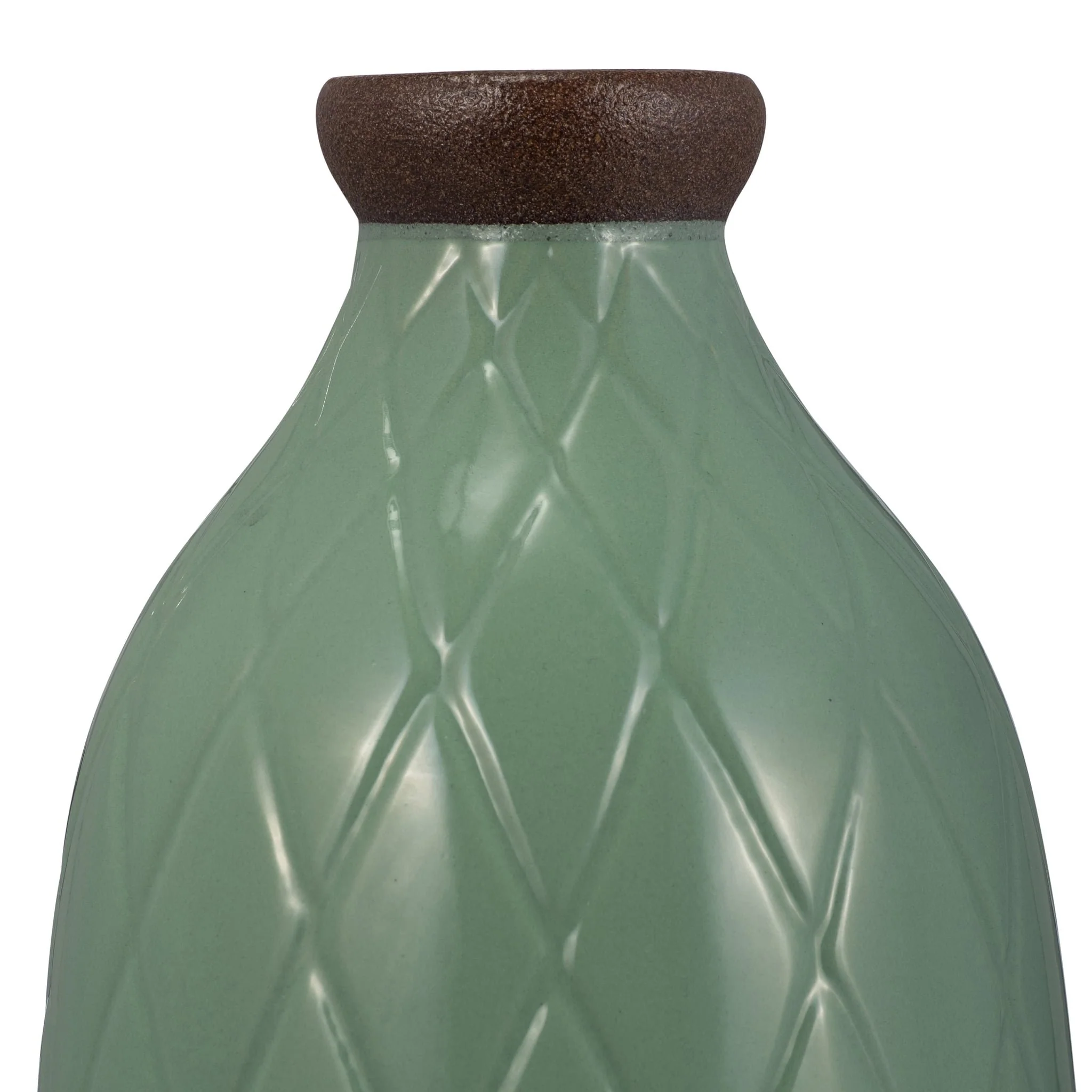 Cer, 16" Plaid Textured Vase, Dark Sage - Image 4