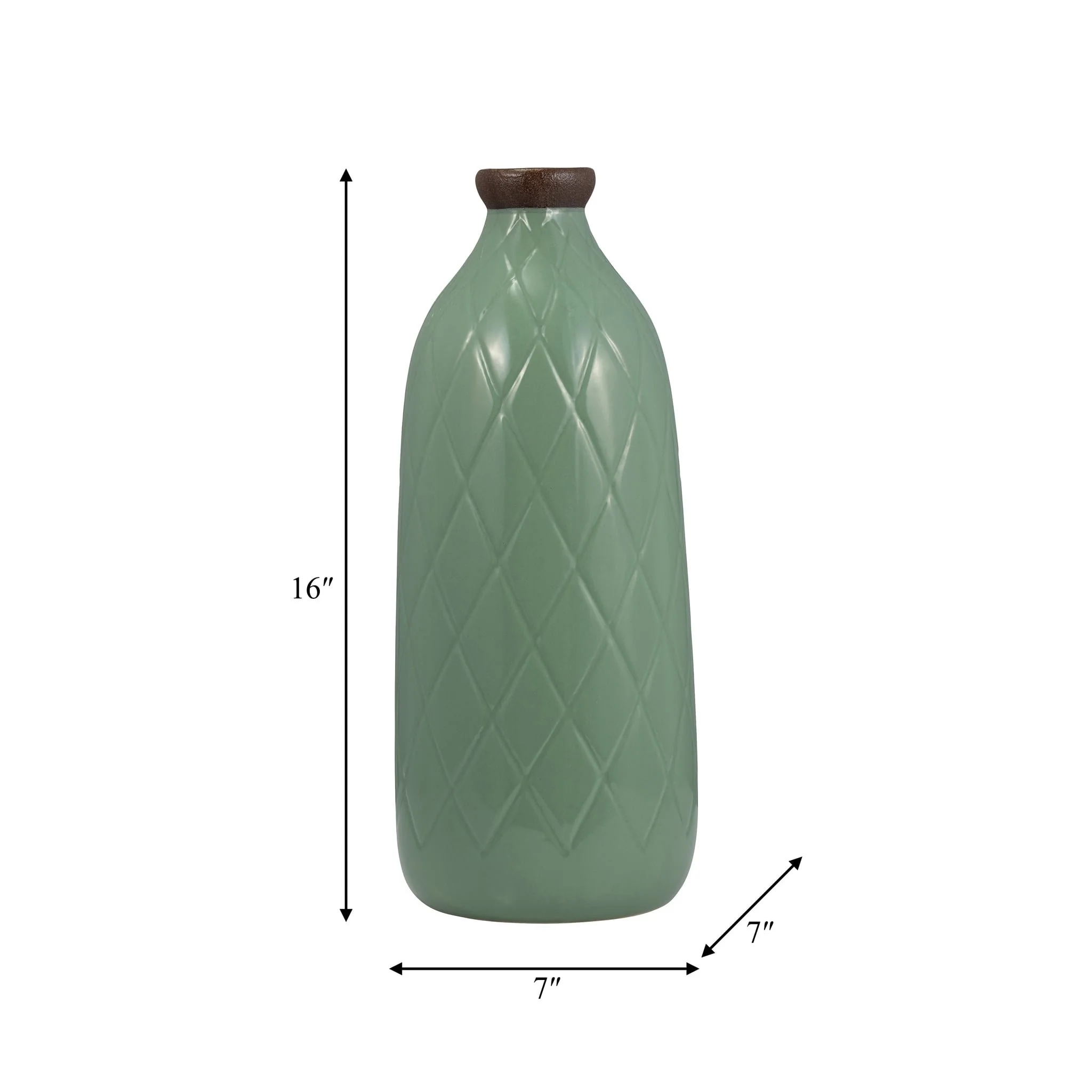 Cer, 16" Plaid Textured Vase, Dark Sage - Image 8