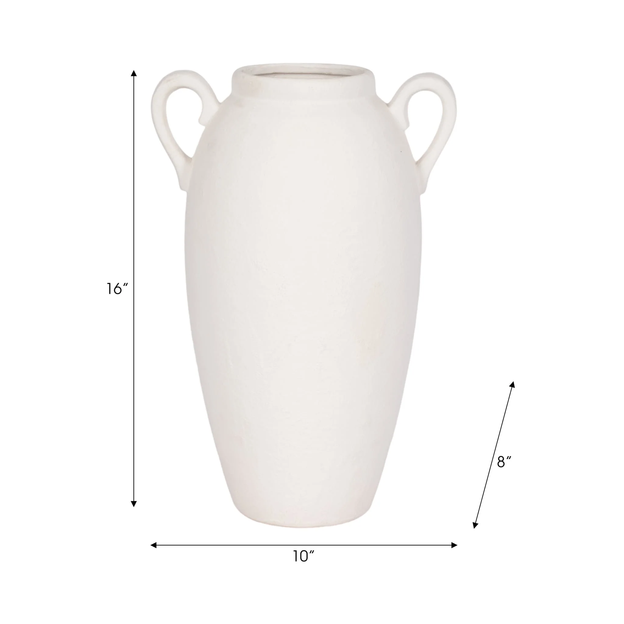 Cer, 16" Textured Jug W/ Handles, White - Image 8