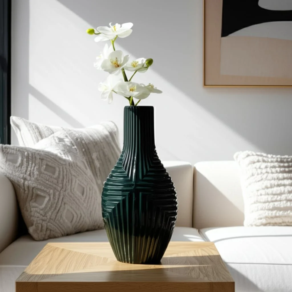 Cer, 16" Tribal Vase, Forest Green - Image 11