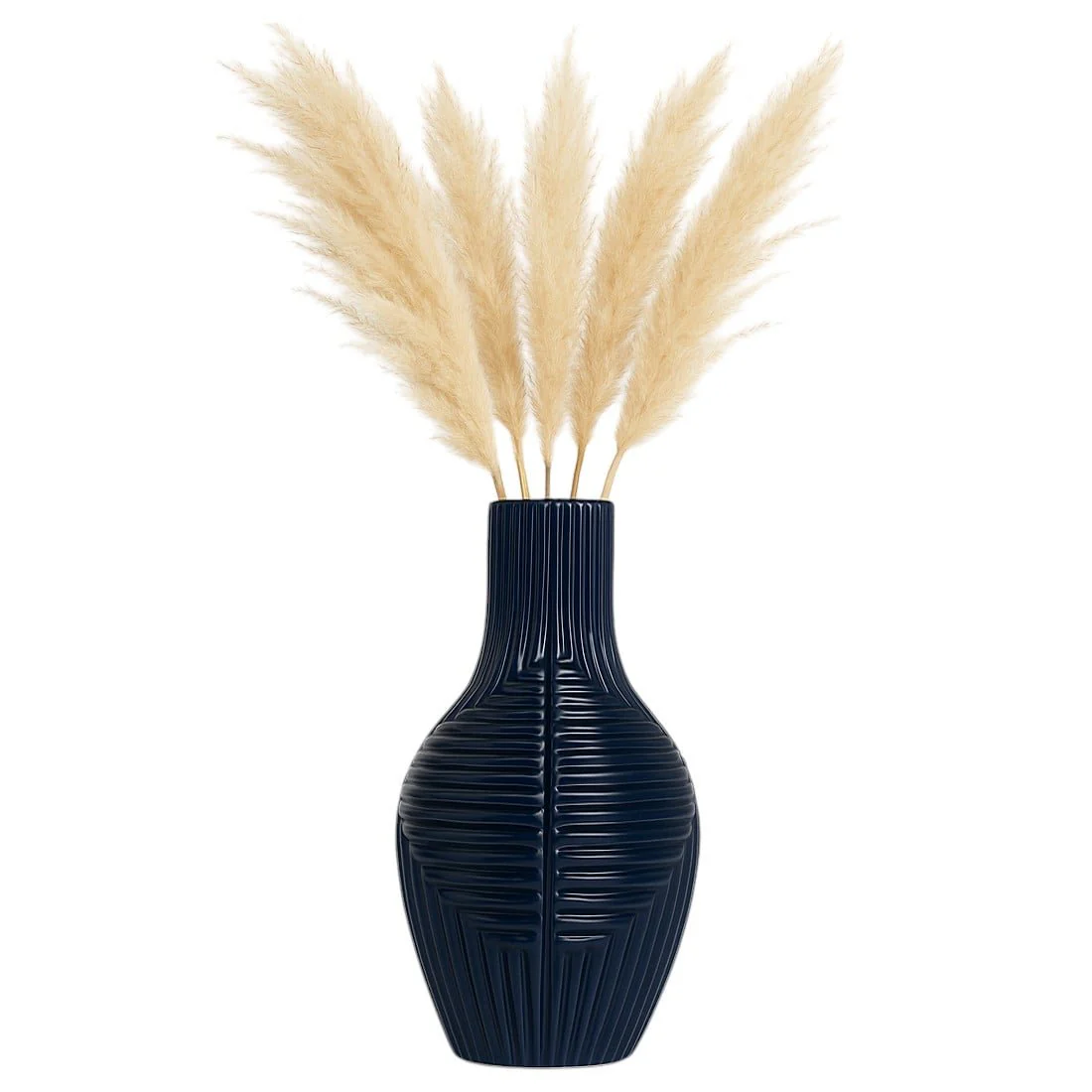Cer, 16" Tribal Vase, Navy Blue - Image 2