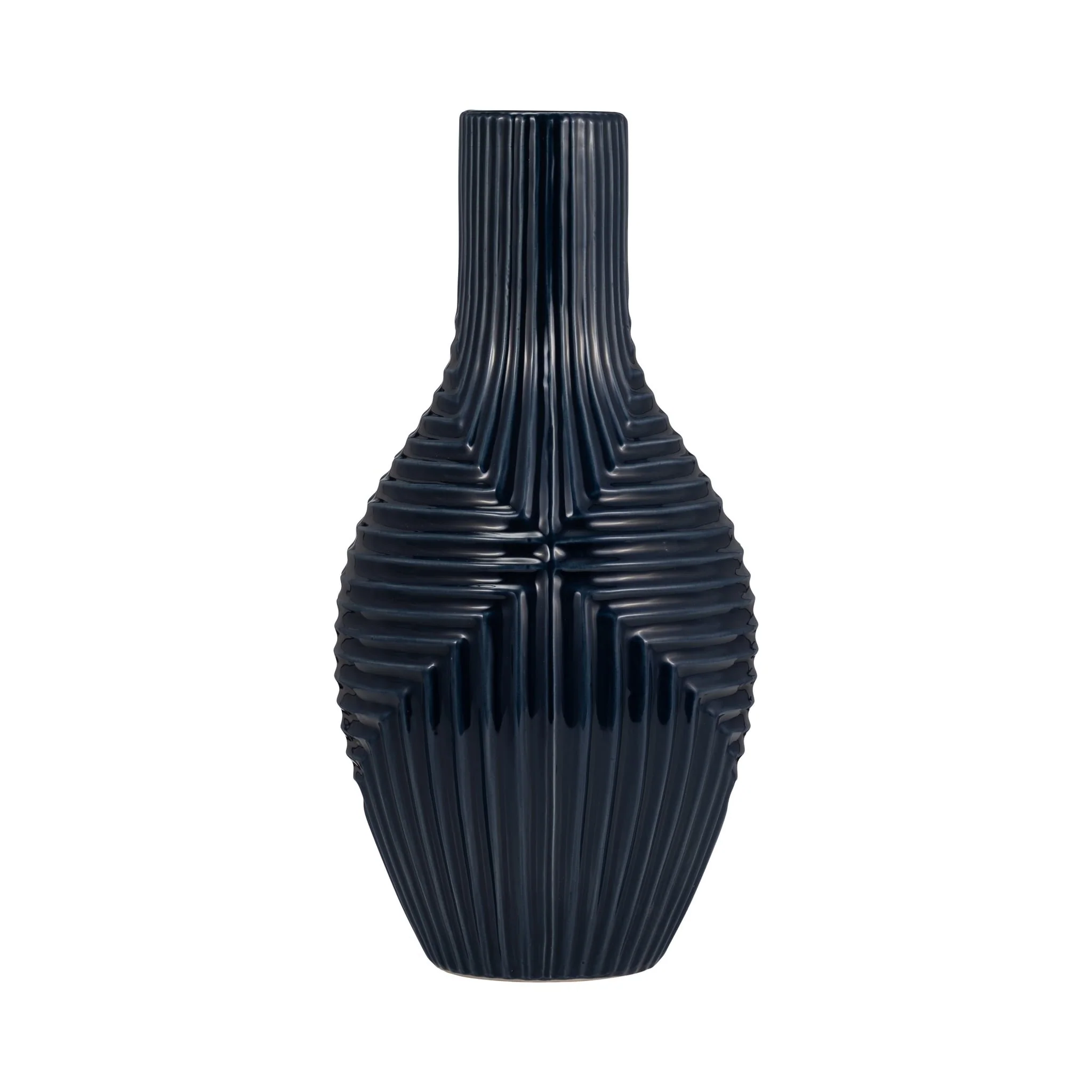 Cer, 16" Tribal Vase, Navy Blue - Image 3
