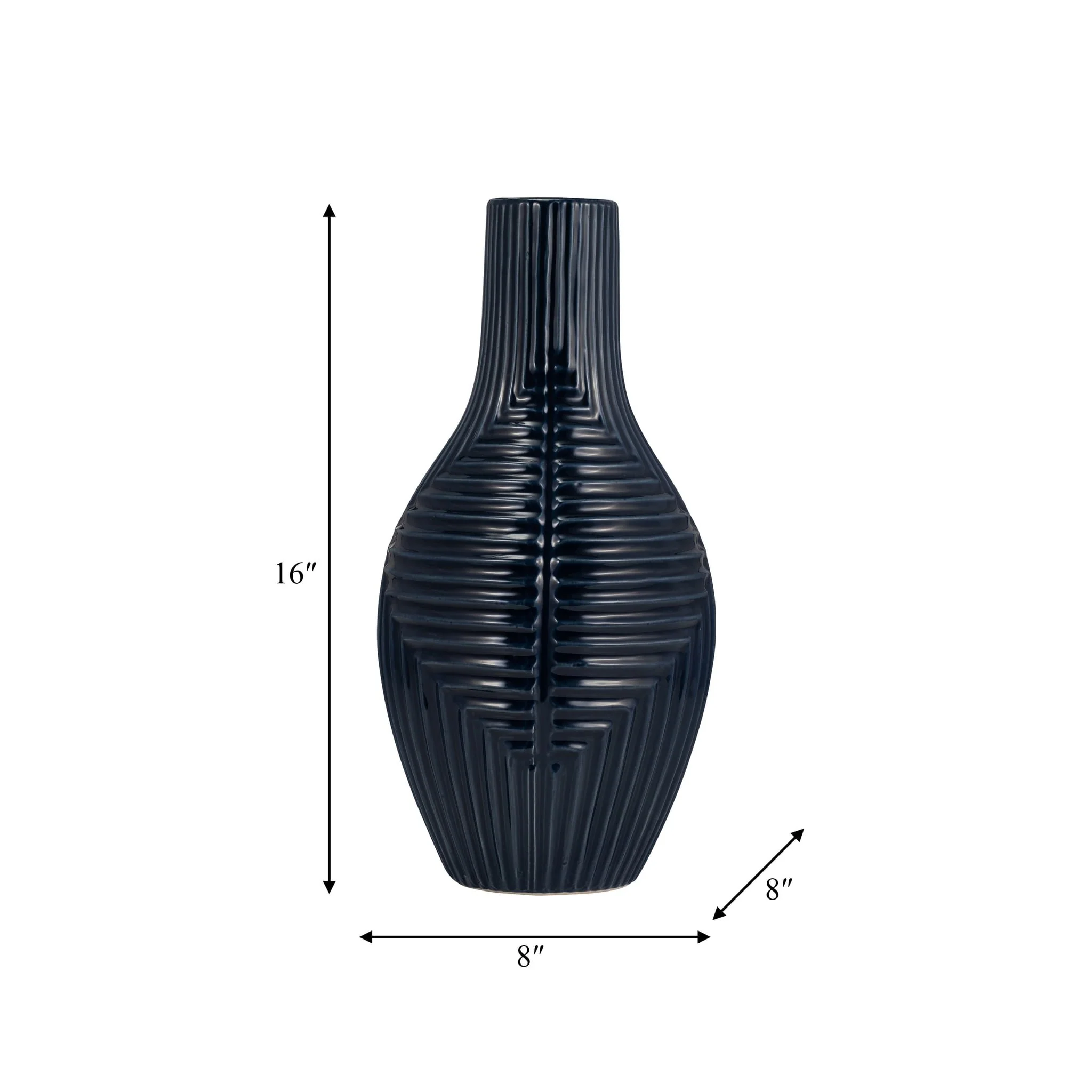 Cer, 16" Tribal Vase, Navy Blue - Image 8