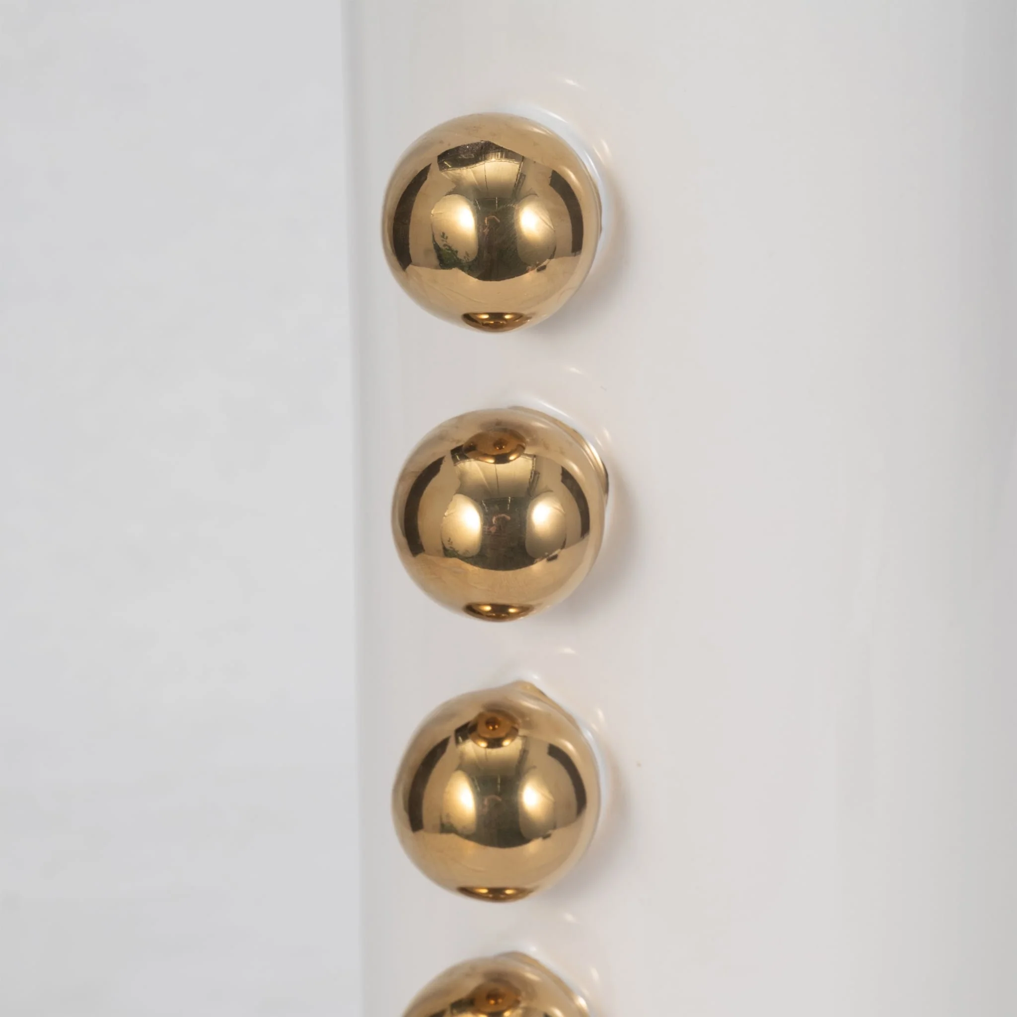 Cer, 16" Vase W/ Side Knobs, White/gold - Image 5