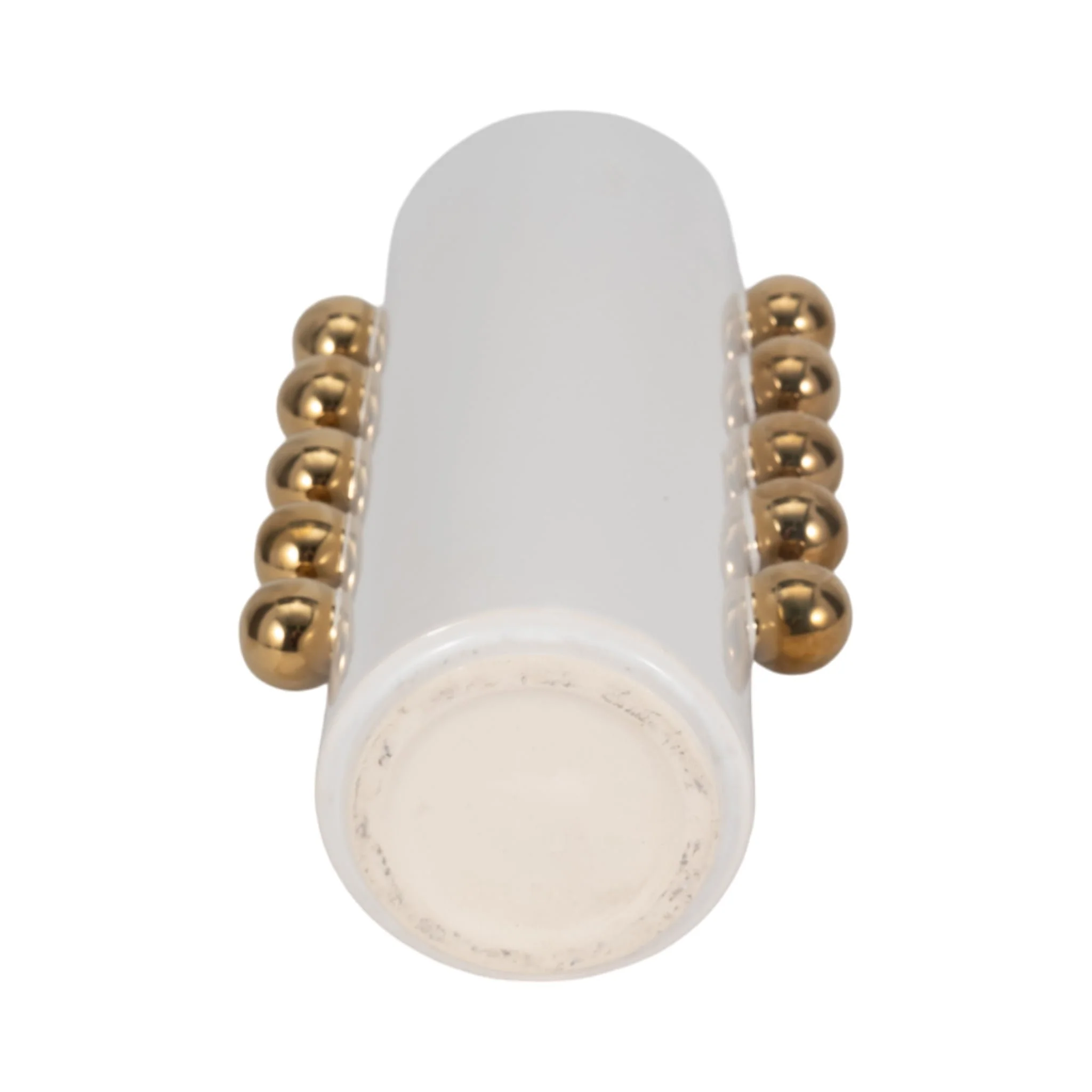 Cer, 16" Vase W/ Side Knobs, White/gold - Image 7