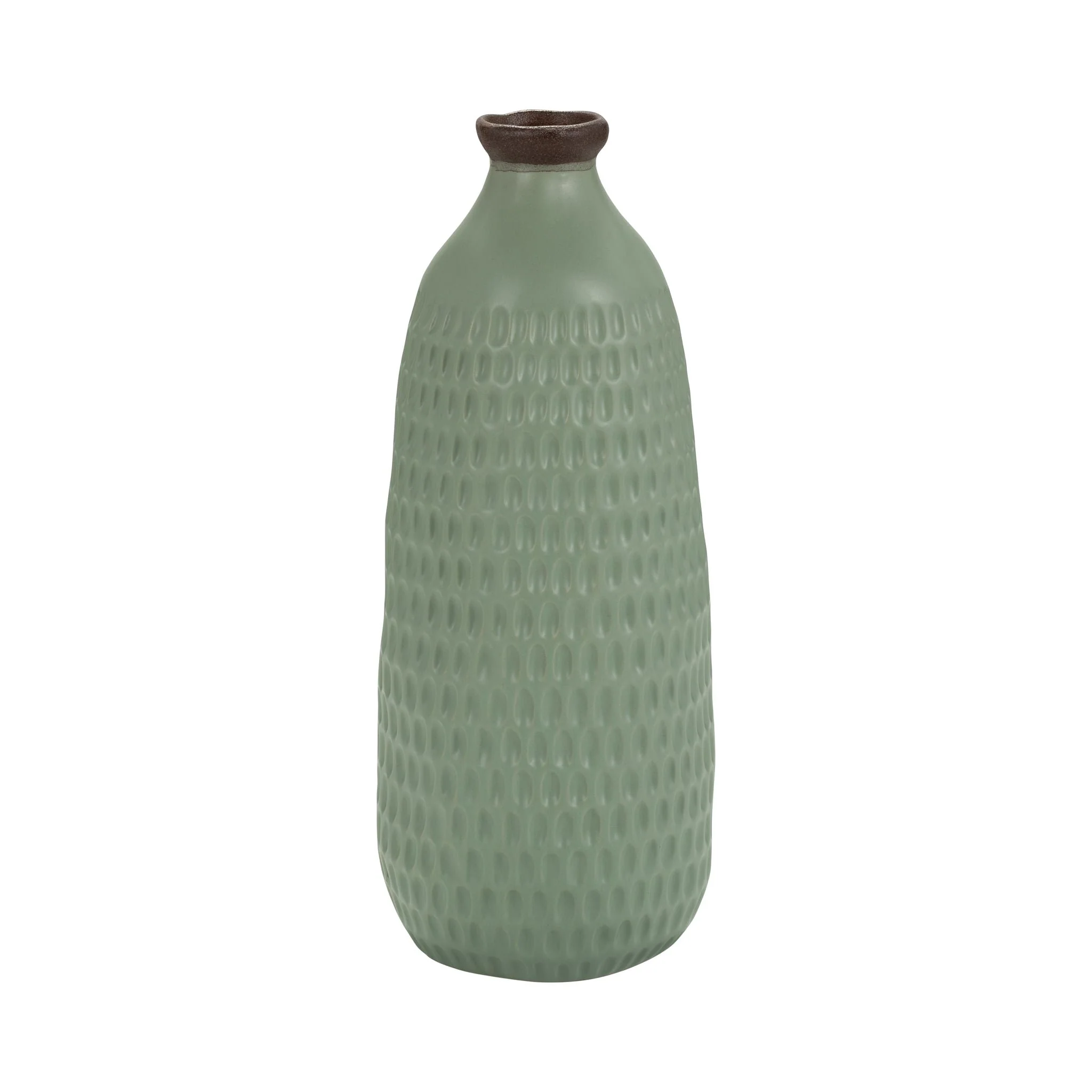 Cer, 16"h Dimpled Vase, Green - Image 3