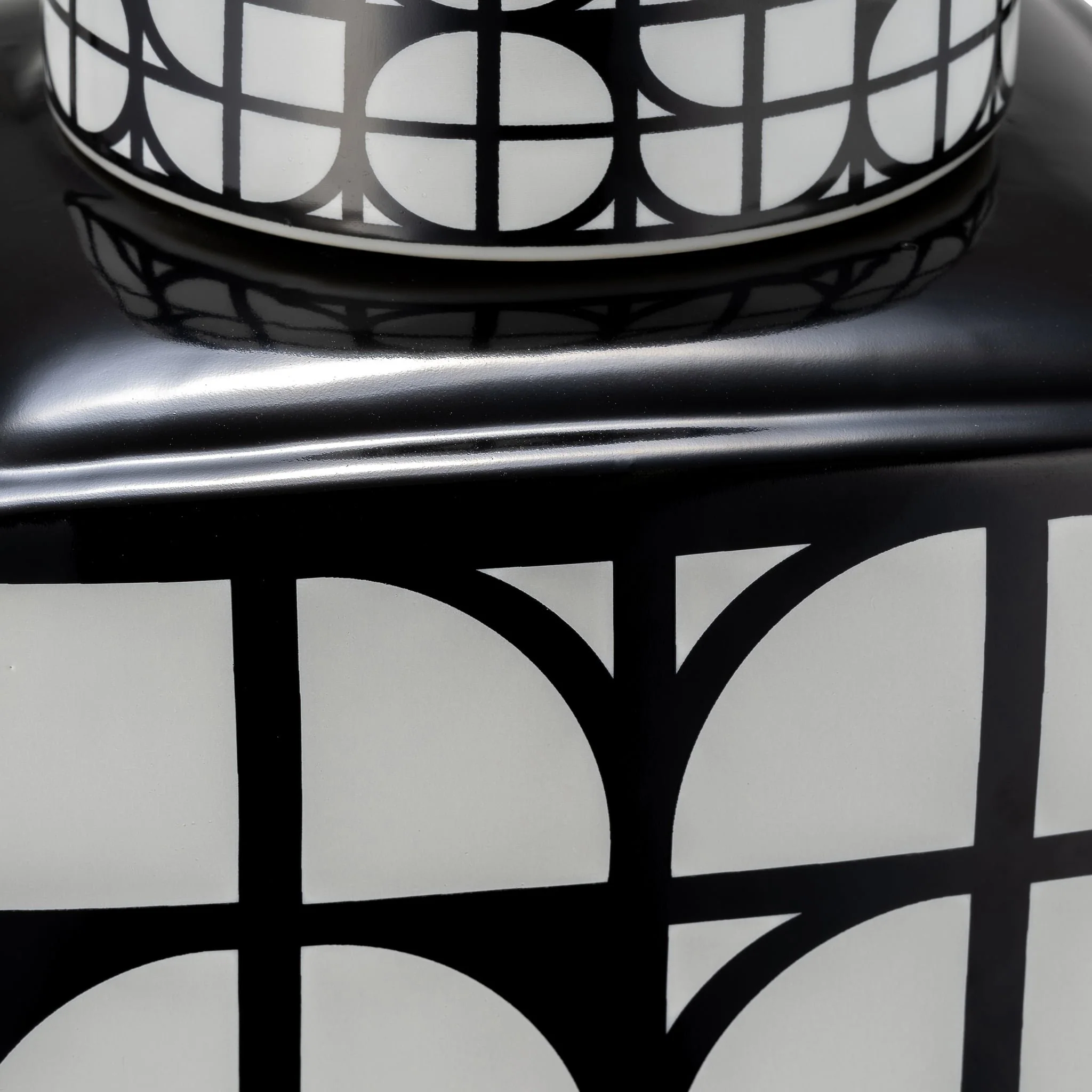 Cer, 16"h Square Jar W/ Lid, Black/white - Image 2