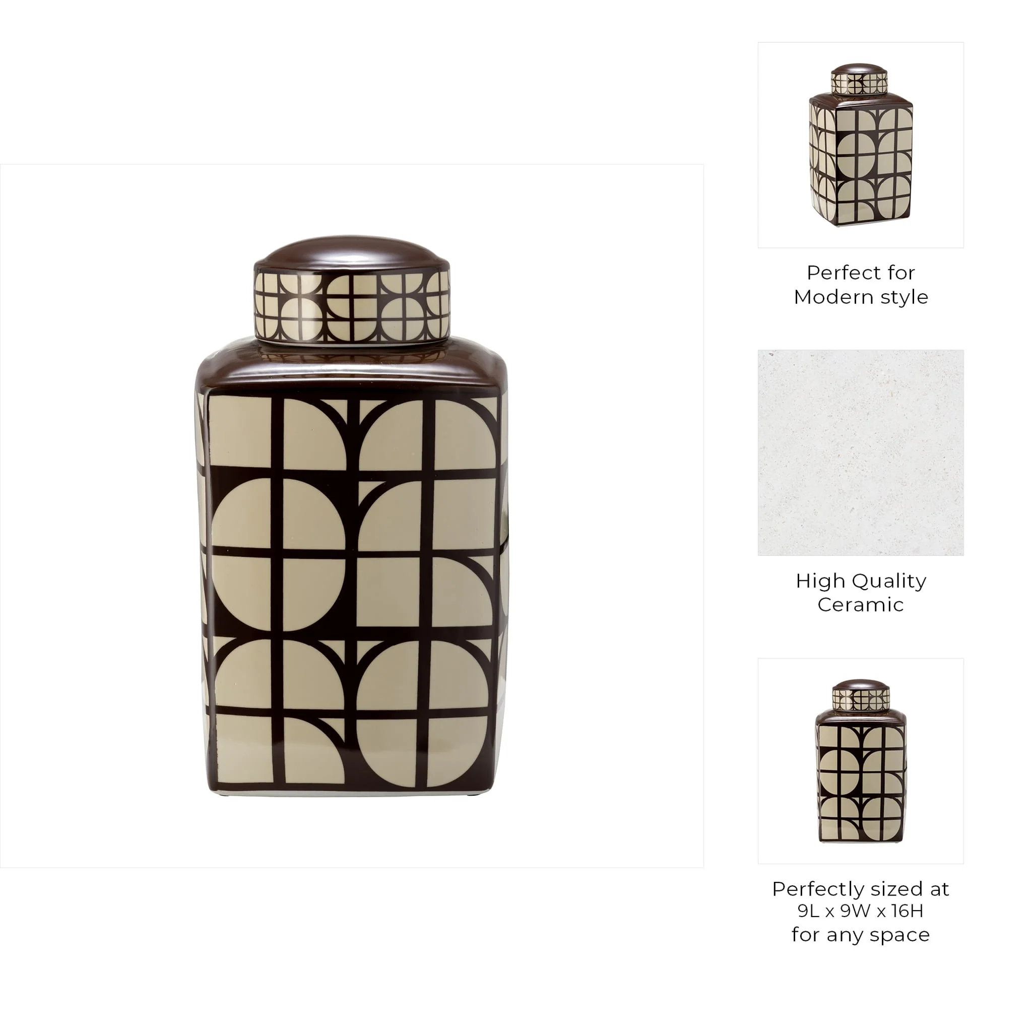 Cer, 16"h Square Jar W/ Lid, Java/cotton - Image 4