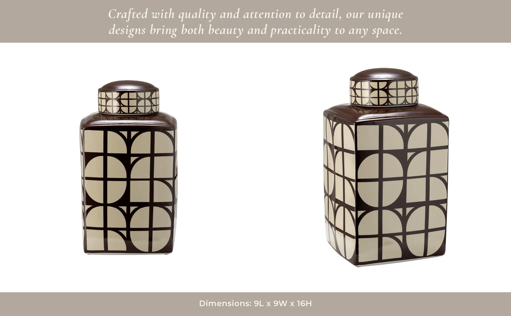 Cer, 16"h Square Jar W/ Lid, Java/cotton - Image 9
