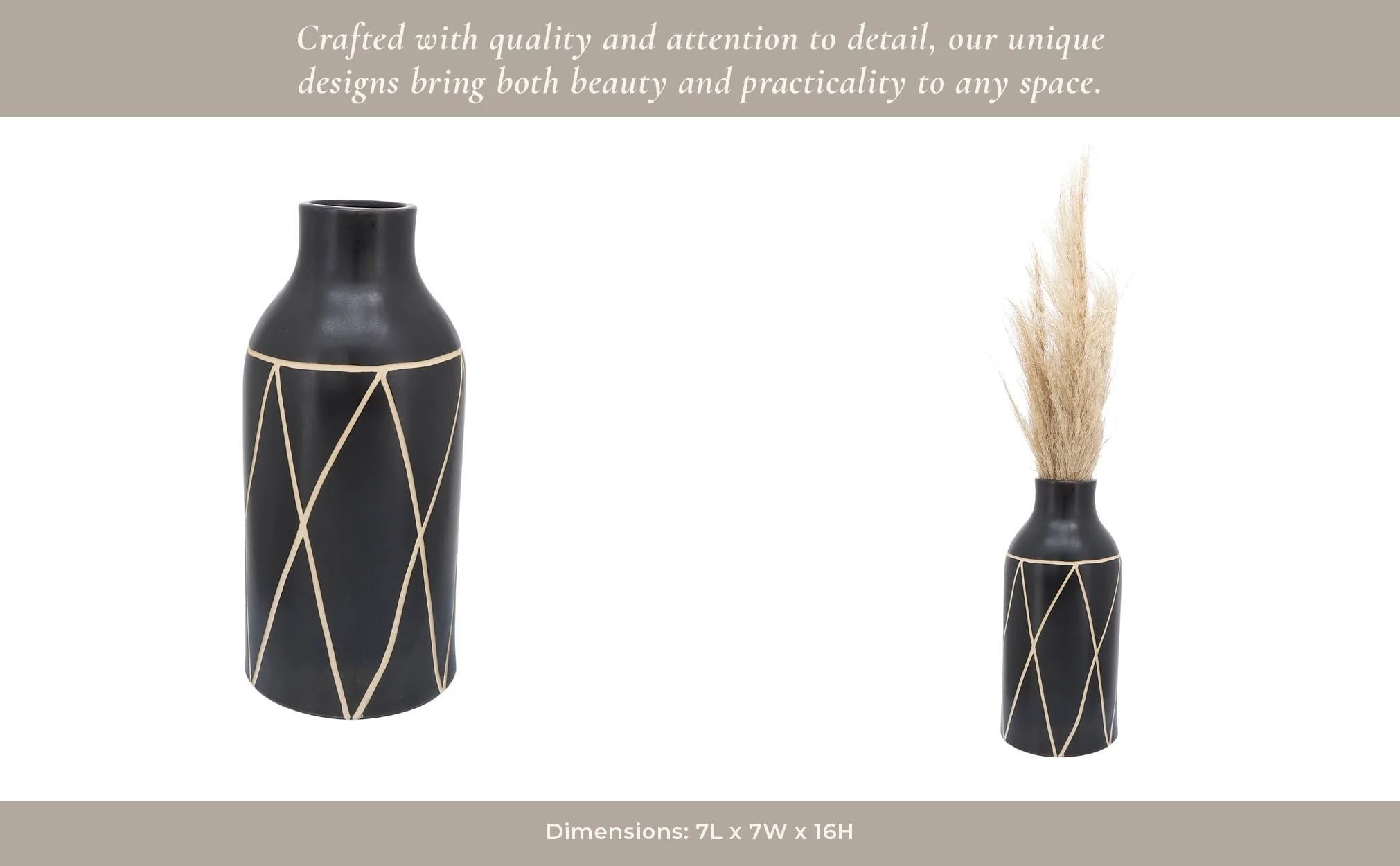 Cer, 16"h Tribal Vase, Black - Image 12