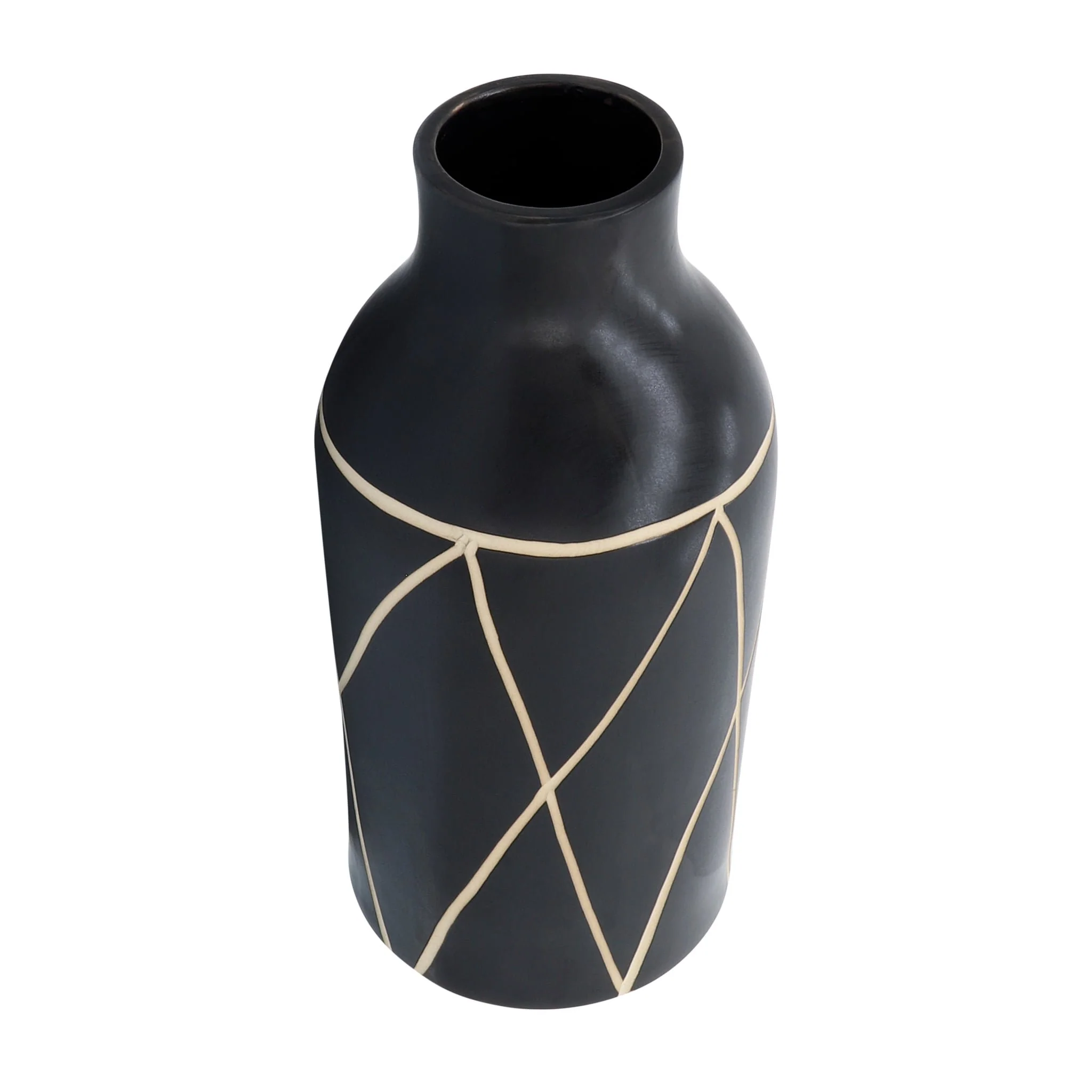 Cer, 16"h Tribal Vase, Black - Image 3