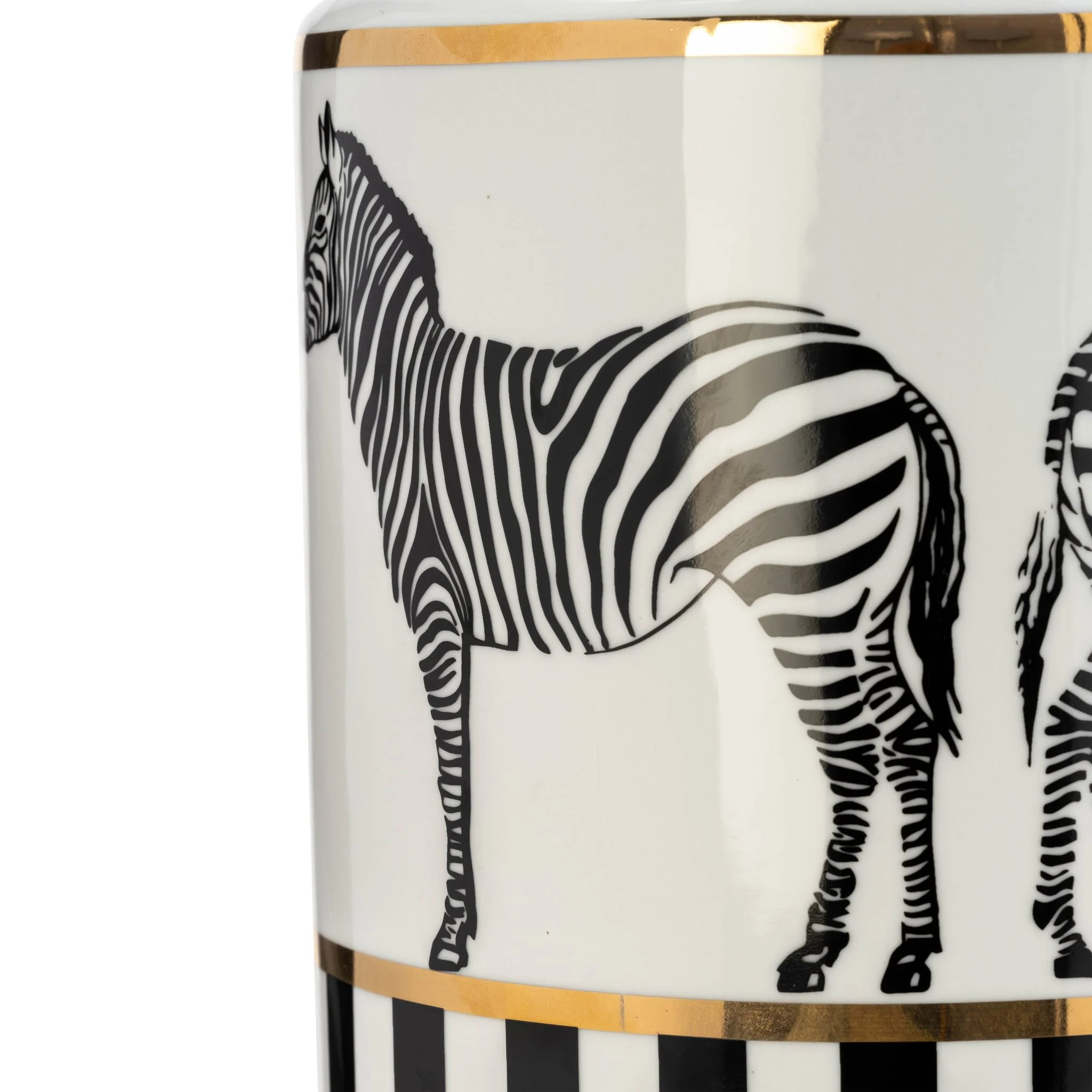 Cer, 16"h Zebra Jar W/ Lid, White/gold - Image 6