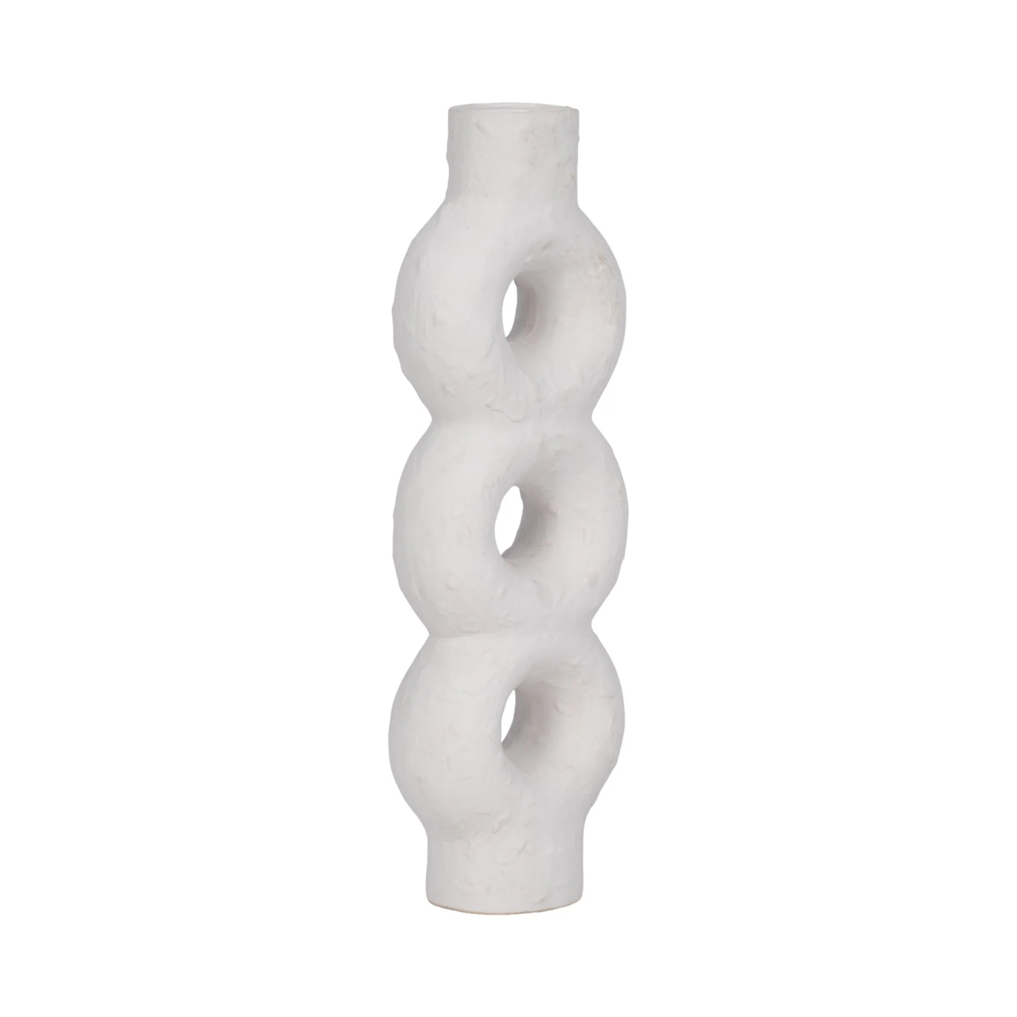 Cer, 17" Textured Stacked Circles Vase, White - Image 3
