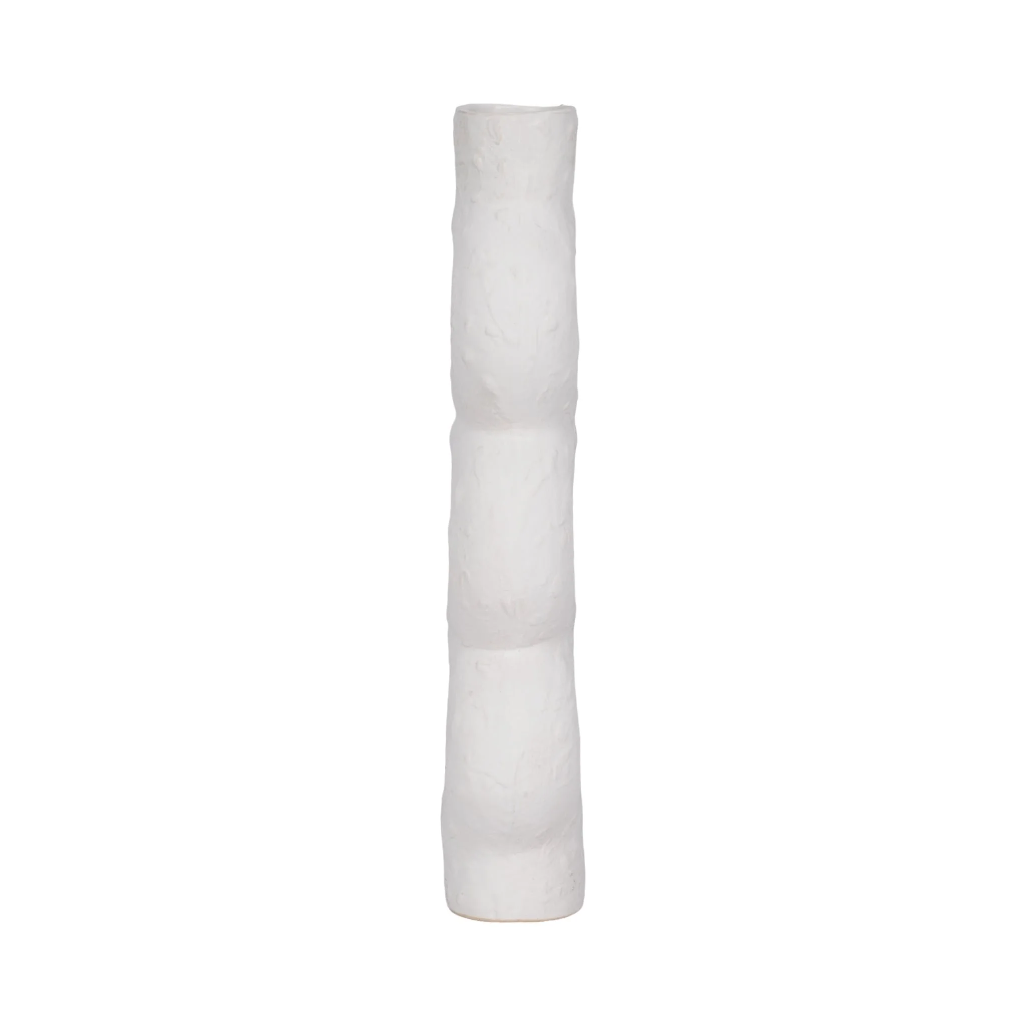 Cer, 17" Textured Stacked Circles Vase, White - Image 4