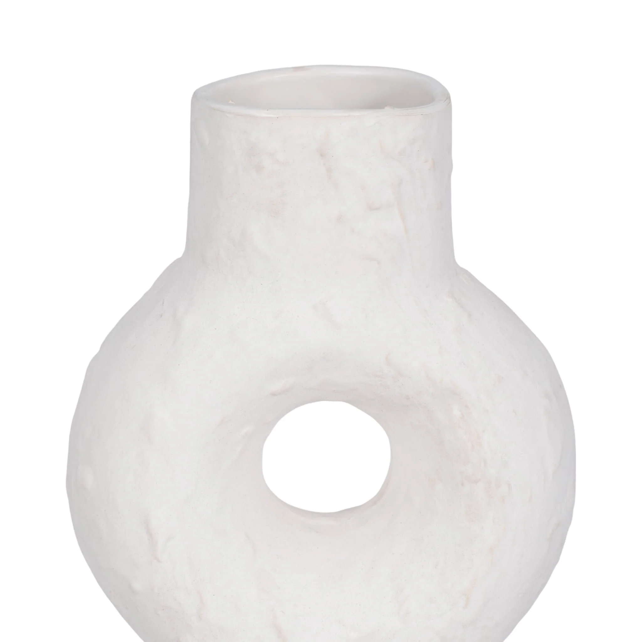 Cer, 17" Textured Stacked Circles Vase, White - Image 5