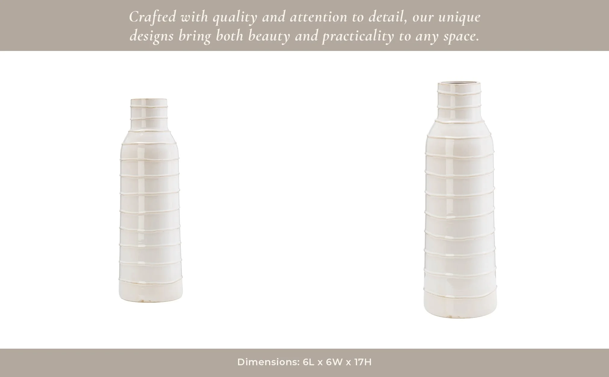 Cer, 17"h Tribal Vase, Ivory - Image 12