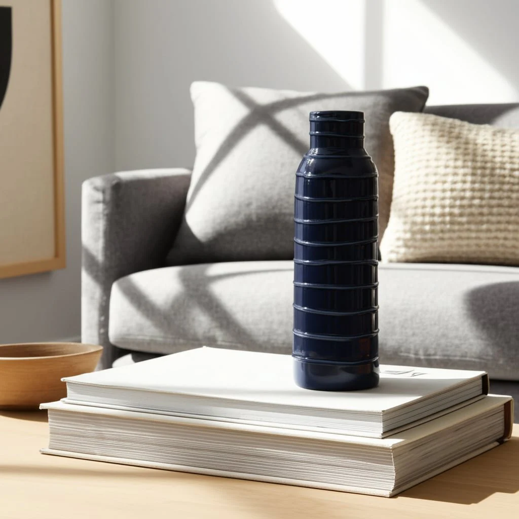 Cer, 17"h Tribal Vase, Navy Blue - Image 13