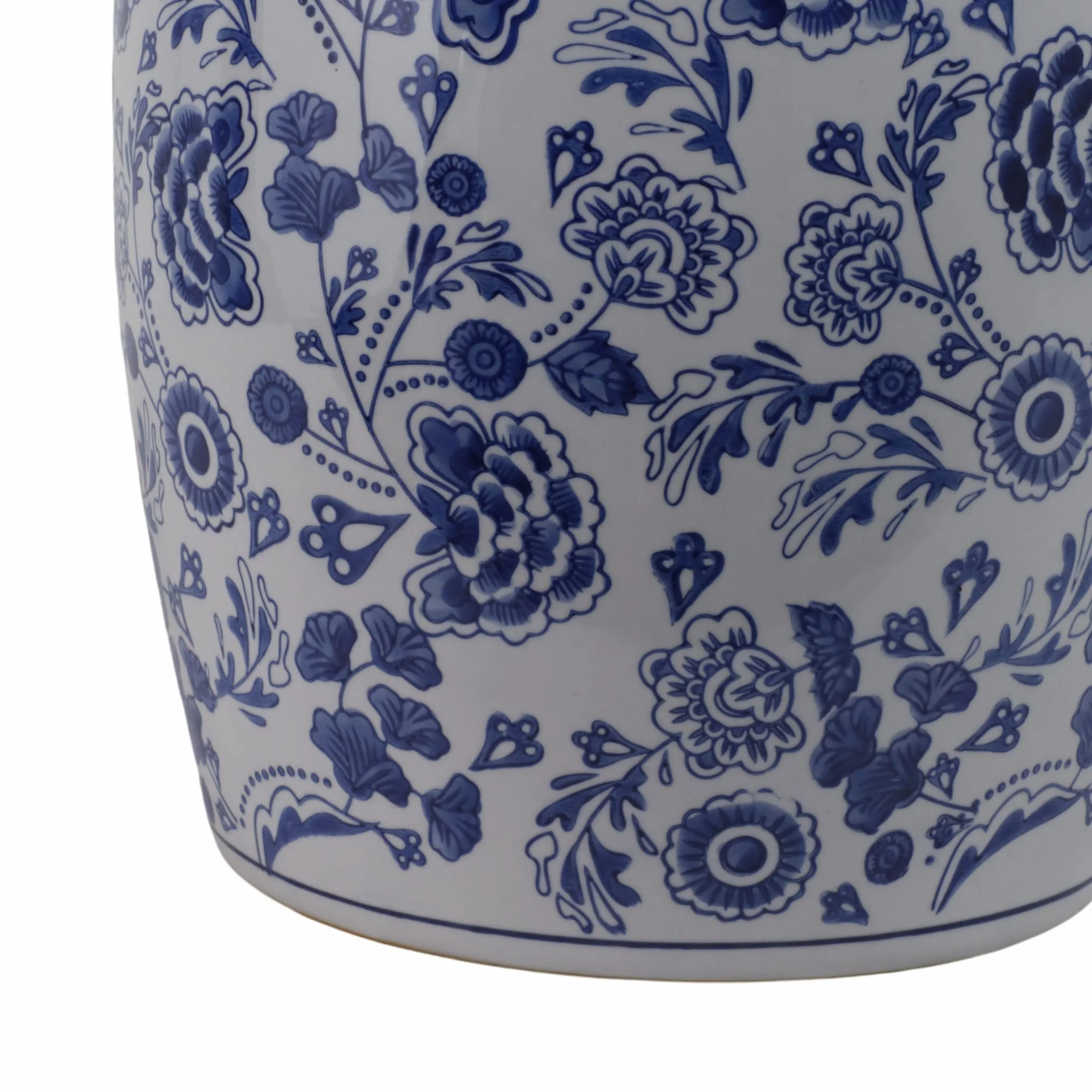 Cer, 18" Hydrangea Chinoiserie Stool, Blue/white - Image 6