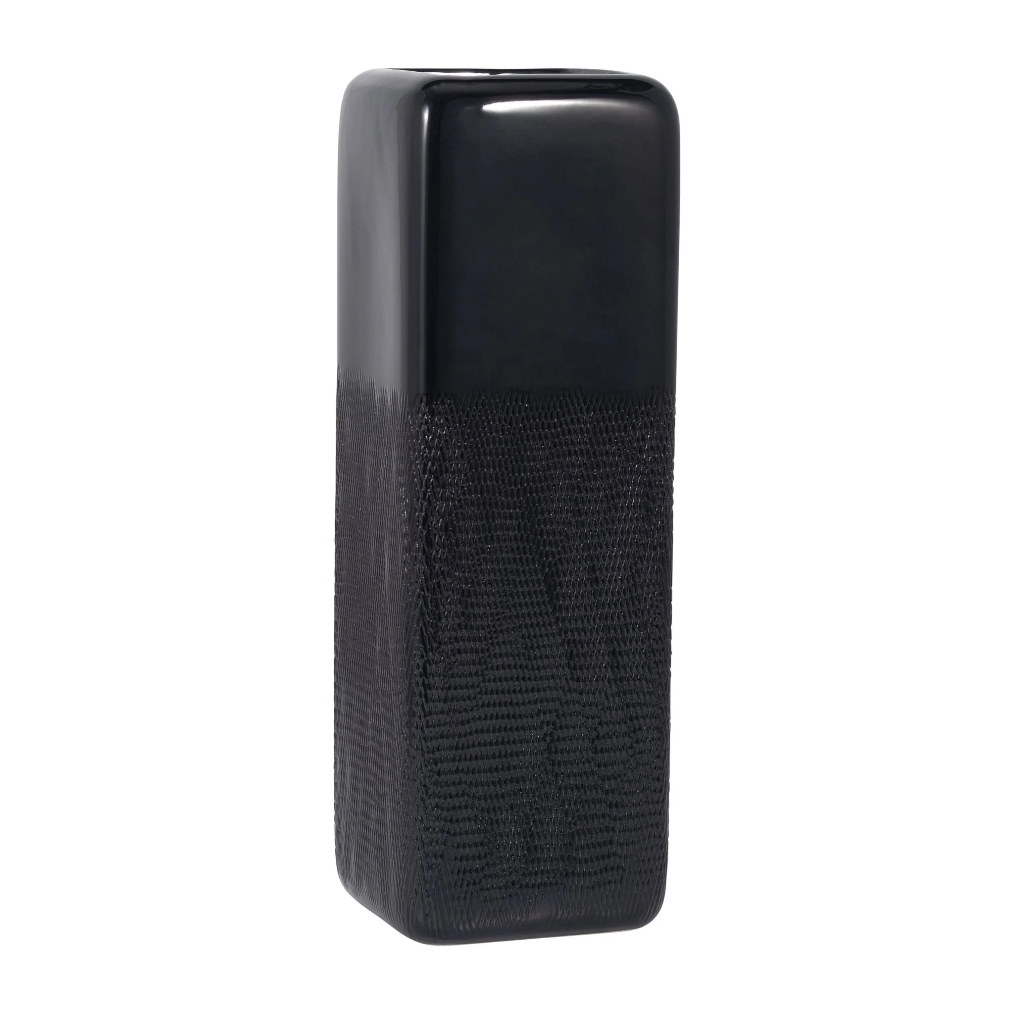 Cer, 18" Squared Grooved Vase, Black - Image 3